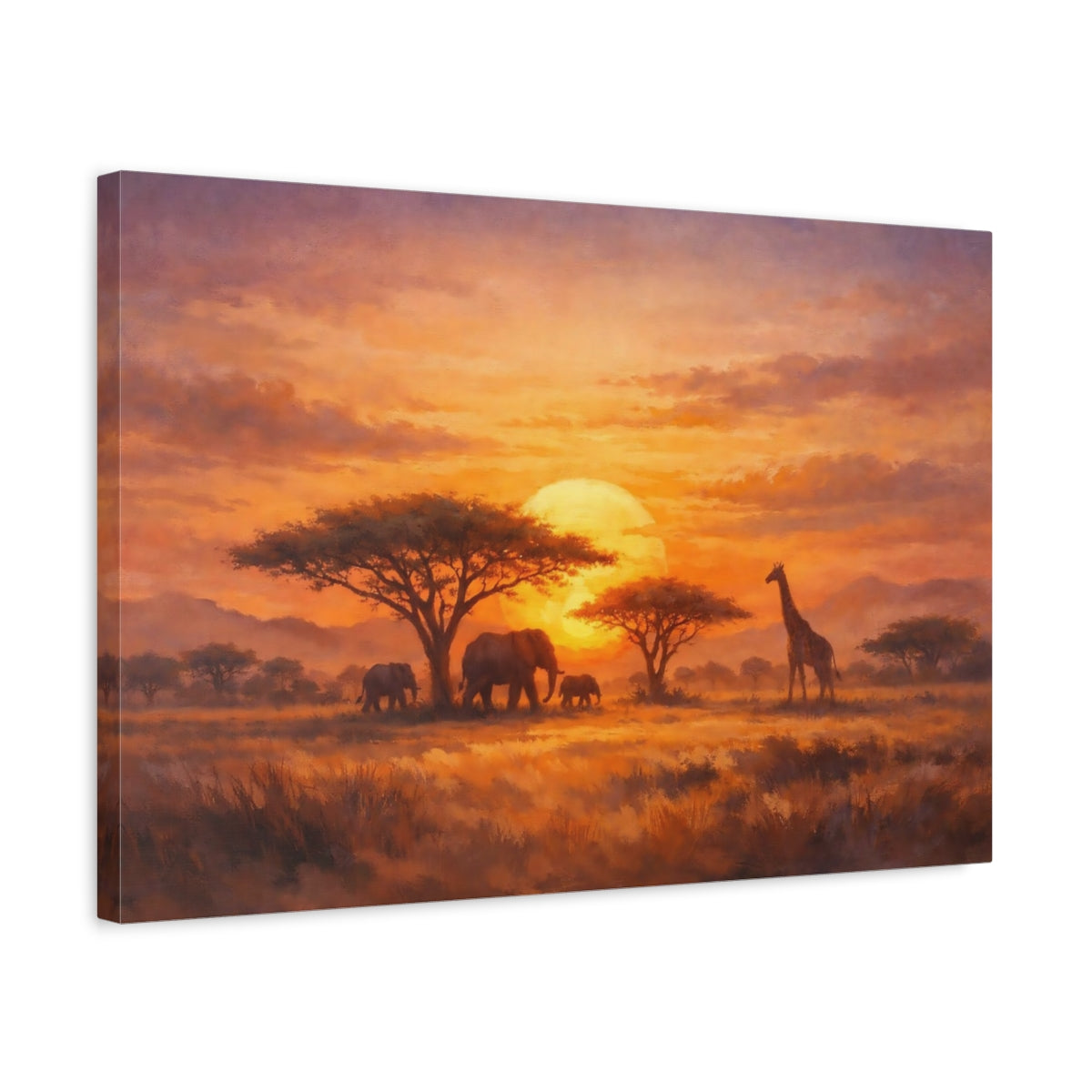 Nature African Wildlife Sunset - Canvas Wall Art Print