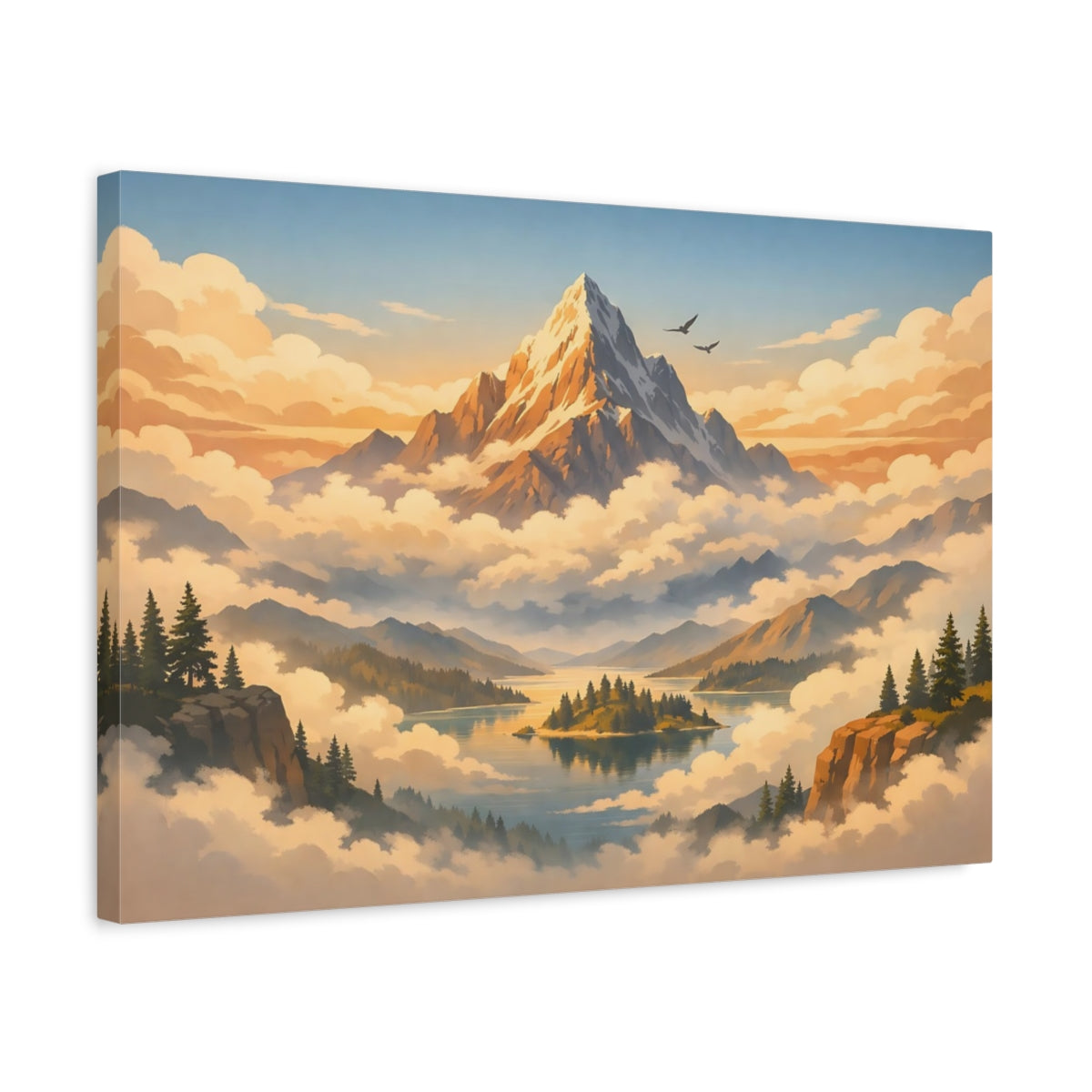 Mist Depth Travel Snowy Mountain Nature - Canvas Wall Art Print