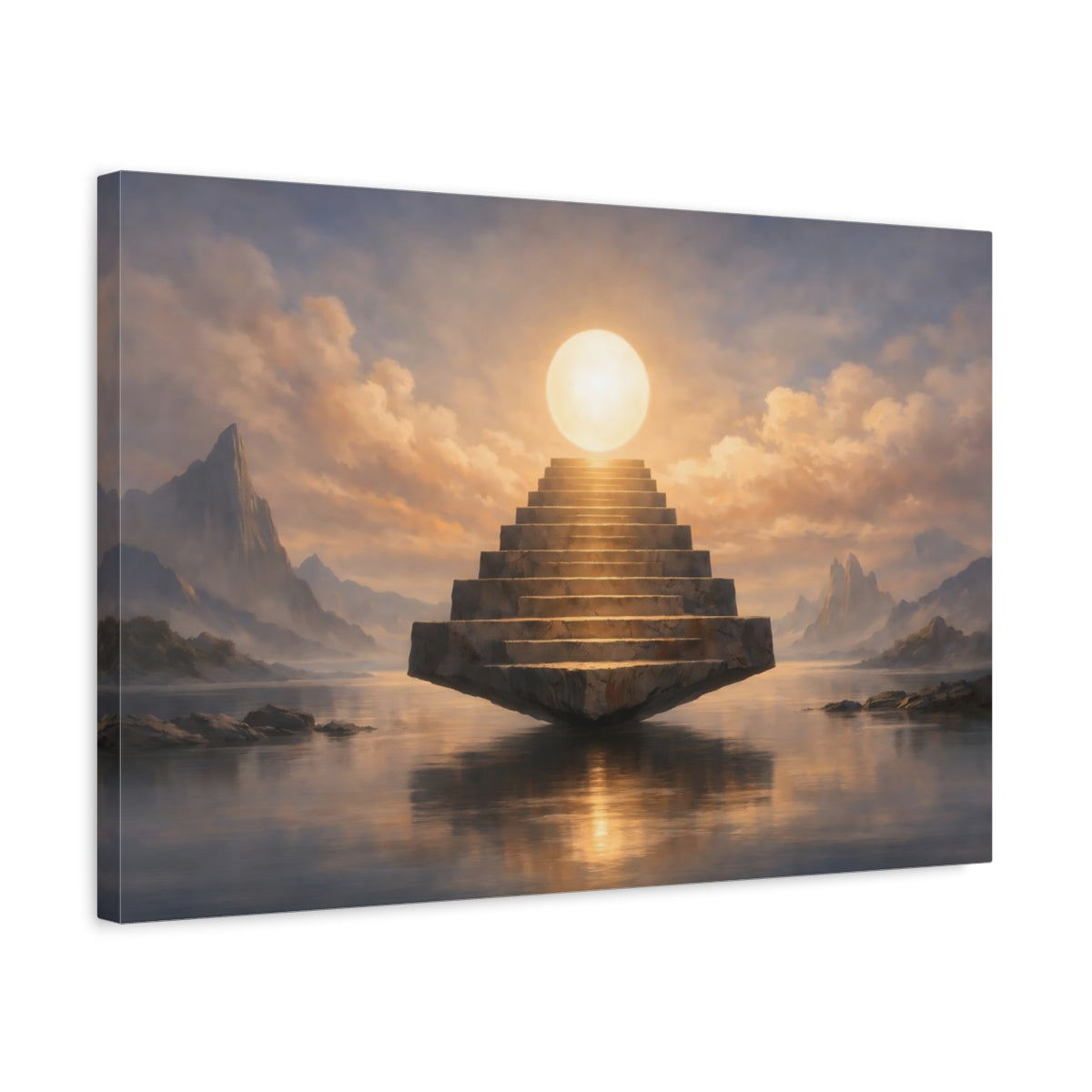 Landscape Dramatic Floating Staircase Fairytale - Canvas Wall Art Print