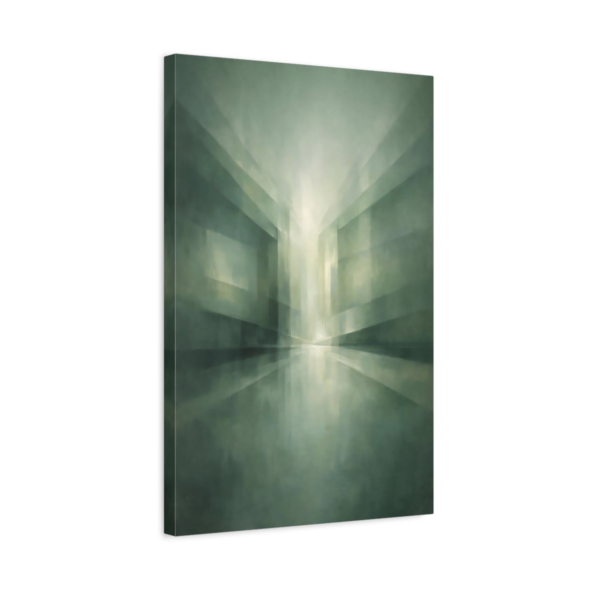 Side Mockup 3. Abstract Abstract Architecture Green Abstract shown as stretched canvas wall art