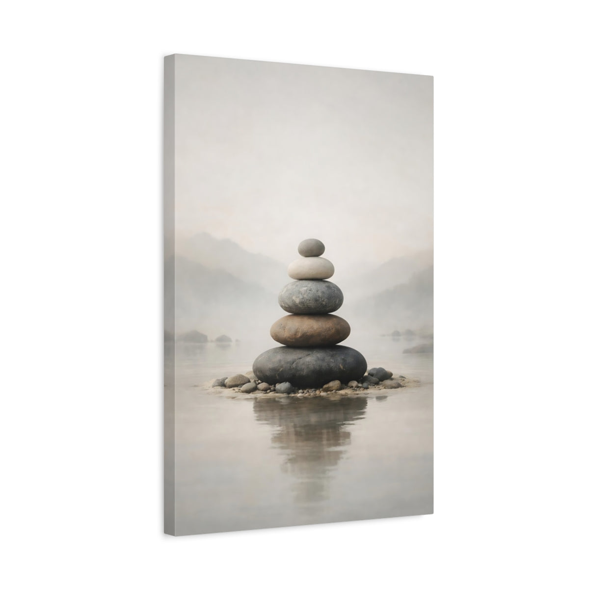 Nature Rock Cairn Neutral Tones - Canvas Wall Art Print