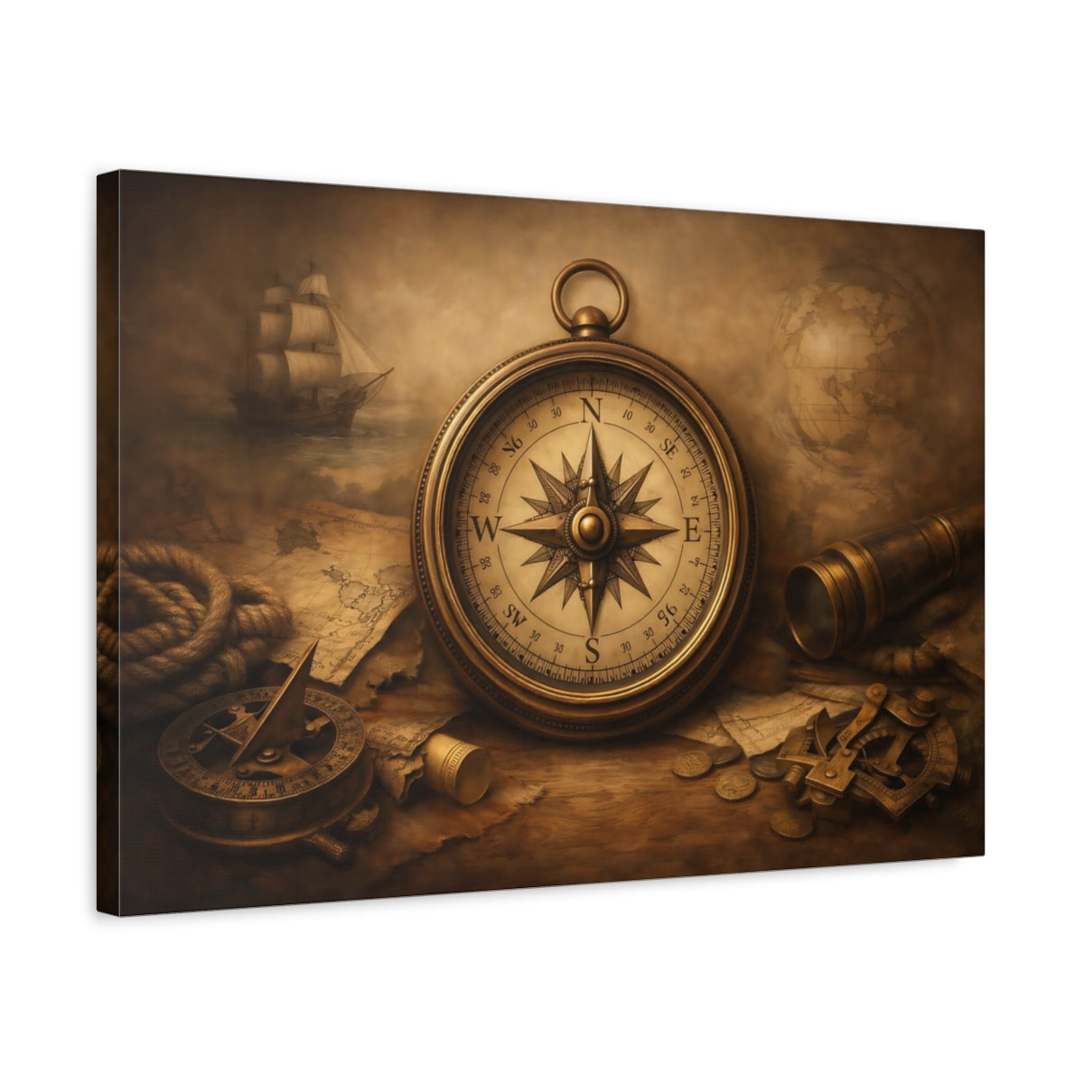 Antique Compass Maps - Canvas Wall Art Print