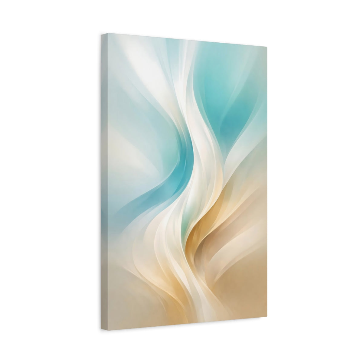 Abstract Curves Aqua Gold - Canvas Wall Art Print