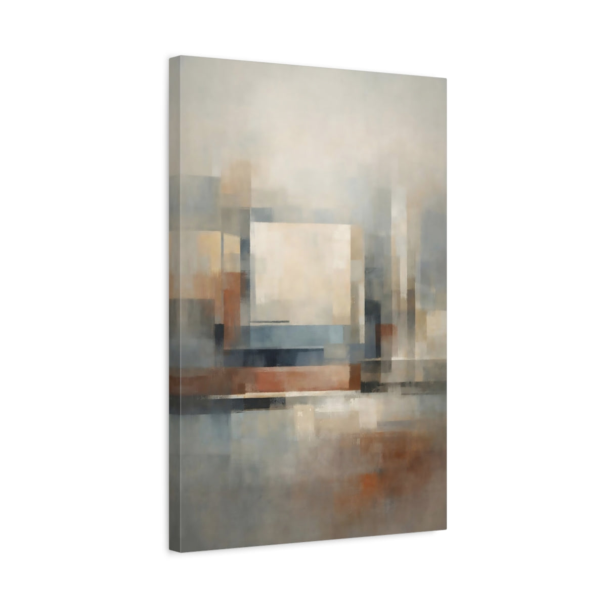 Side Mockup 3. Abstract Geometric Forms Neutral Abstract Geometric shown as stretched canvas wall art