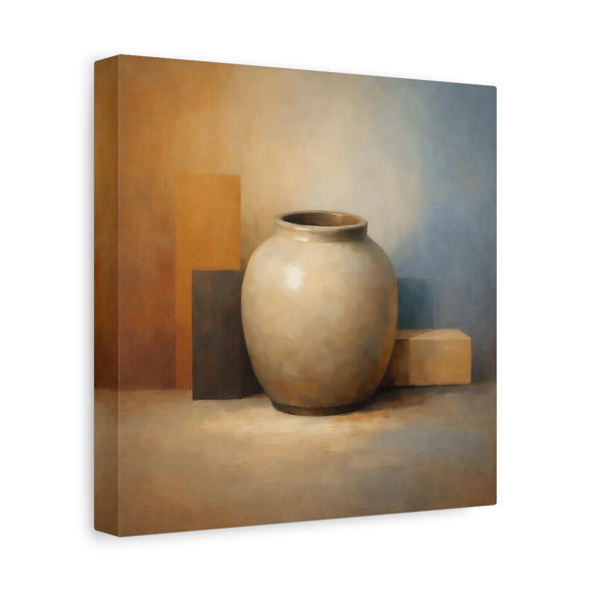 Side Mockup 9. Abstract Vase Earthy Tones shown as stretched canvas wall art