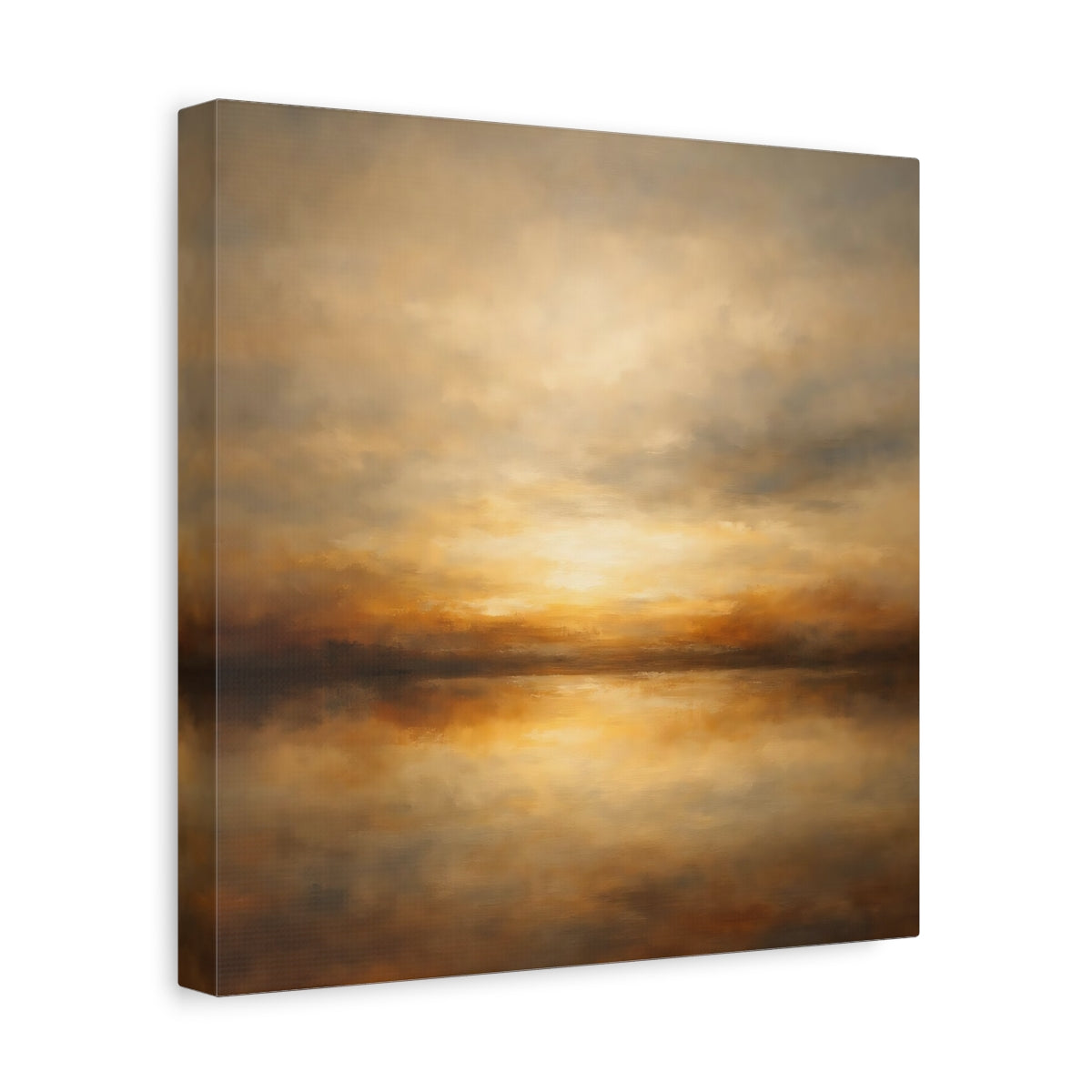 Side Mockup 8. Nature Sunset Seascape Golden Sunset Seascape shown as stretched canvas wall art