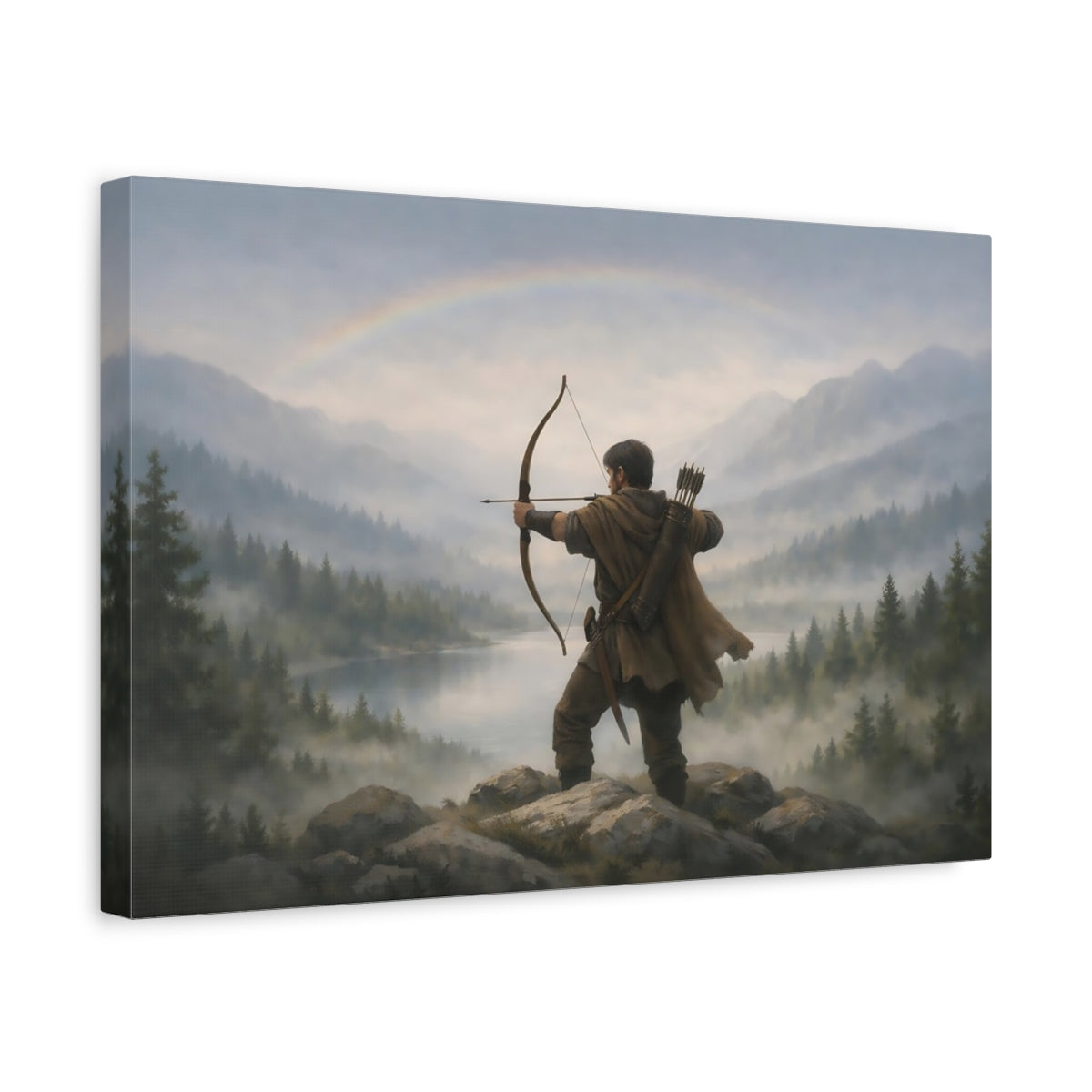 Mist Depth Bow And Arrow Archer Nature - Canvas Wall Art Print