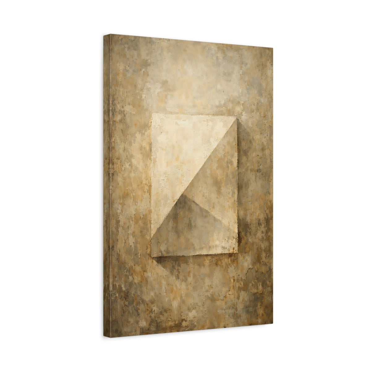Side Mockup 3. Abstract Geometric Form Earthy Textured Abstract shown as stretched canvas wall art