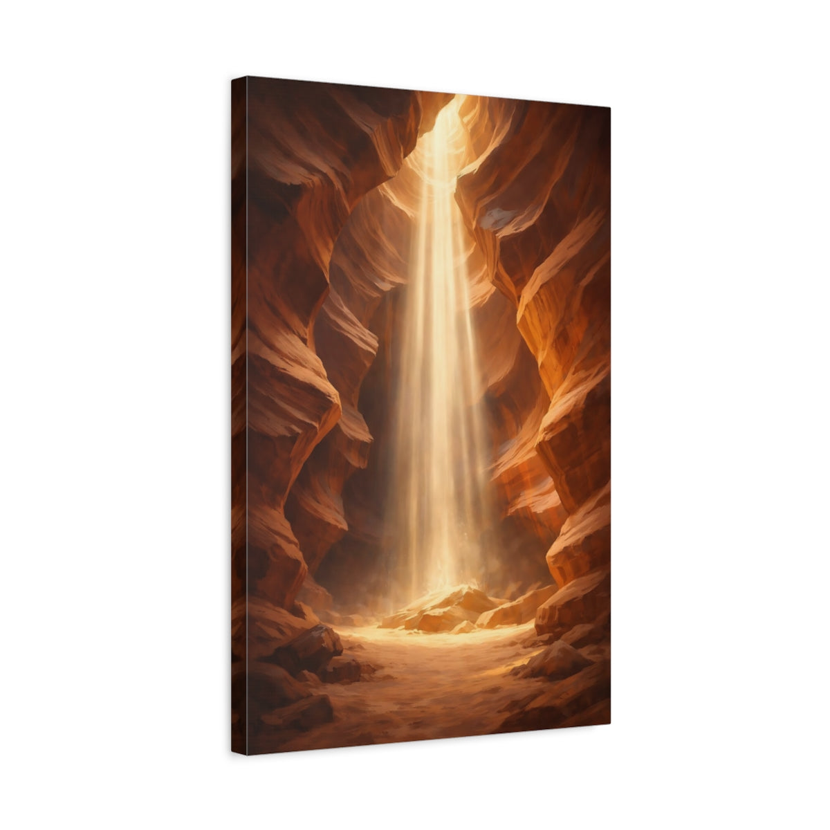 Side Mockup 3. Nature Canyon Orange And Brown shown as stretched canvas wall art