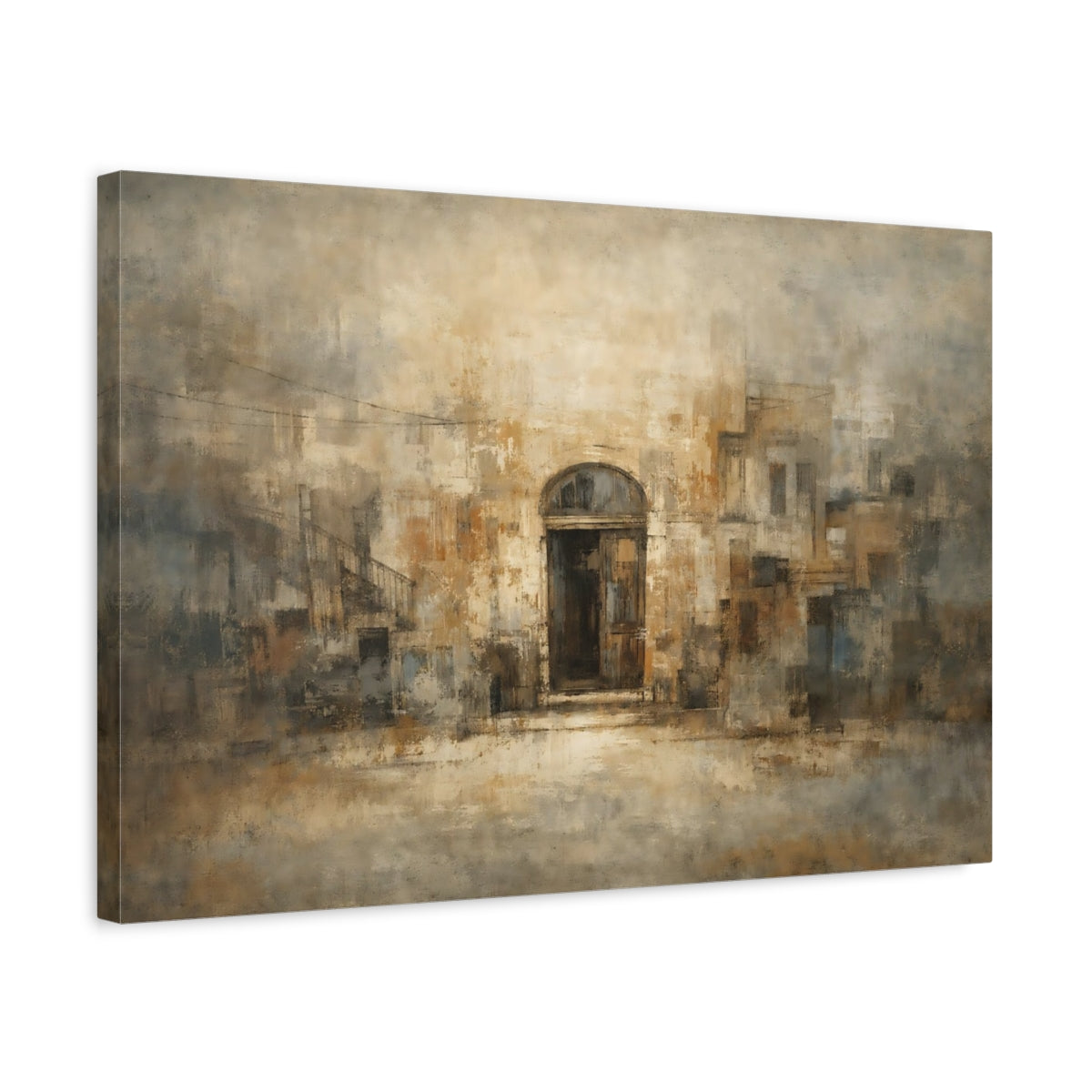 Vintage Textured Urban Abstract Arched Door - Canvas Wall Art Print