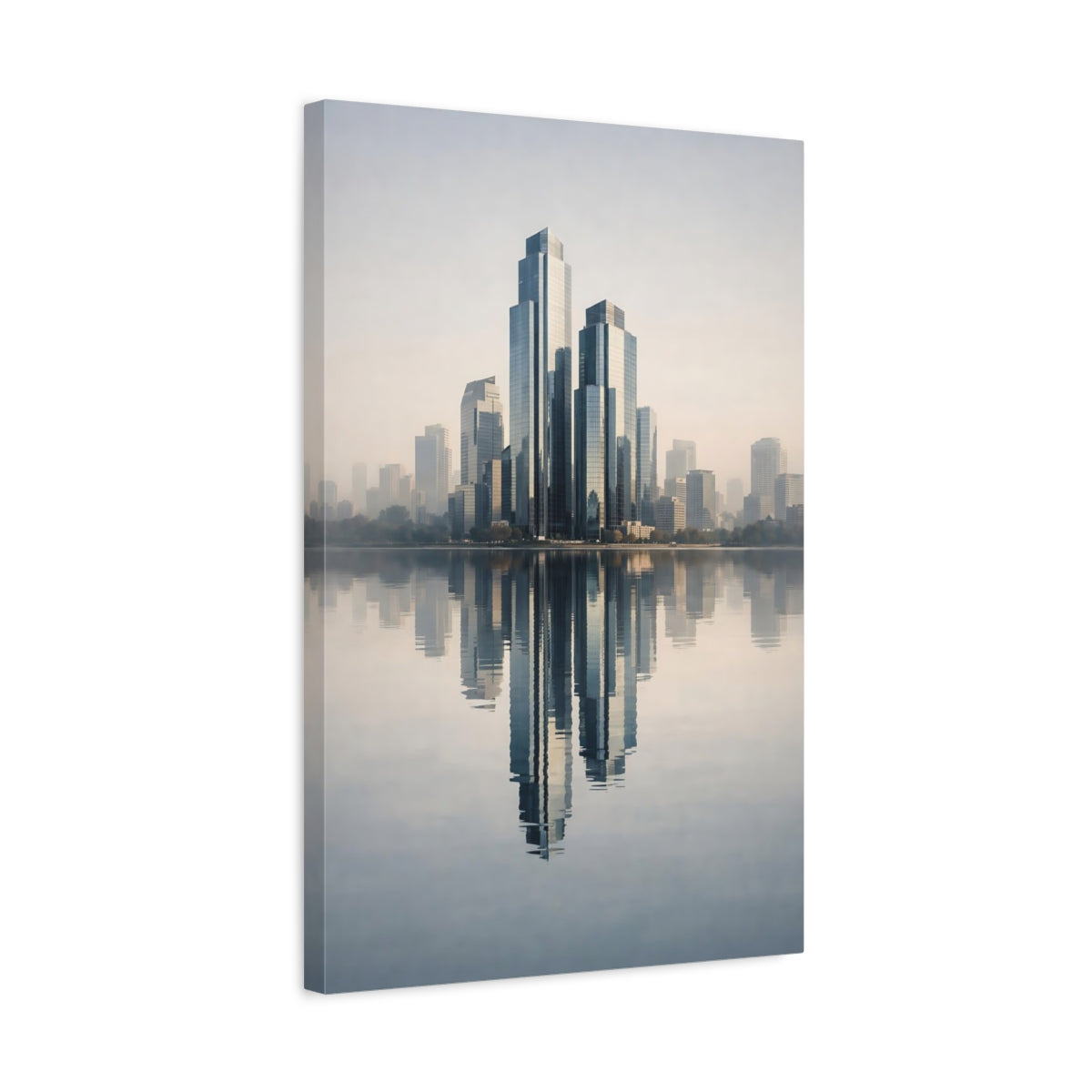 Abstract Skyscrapers Blue Grey Cityscape - Canvas Wall Art Print