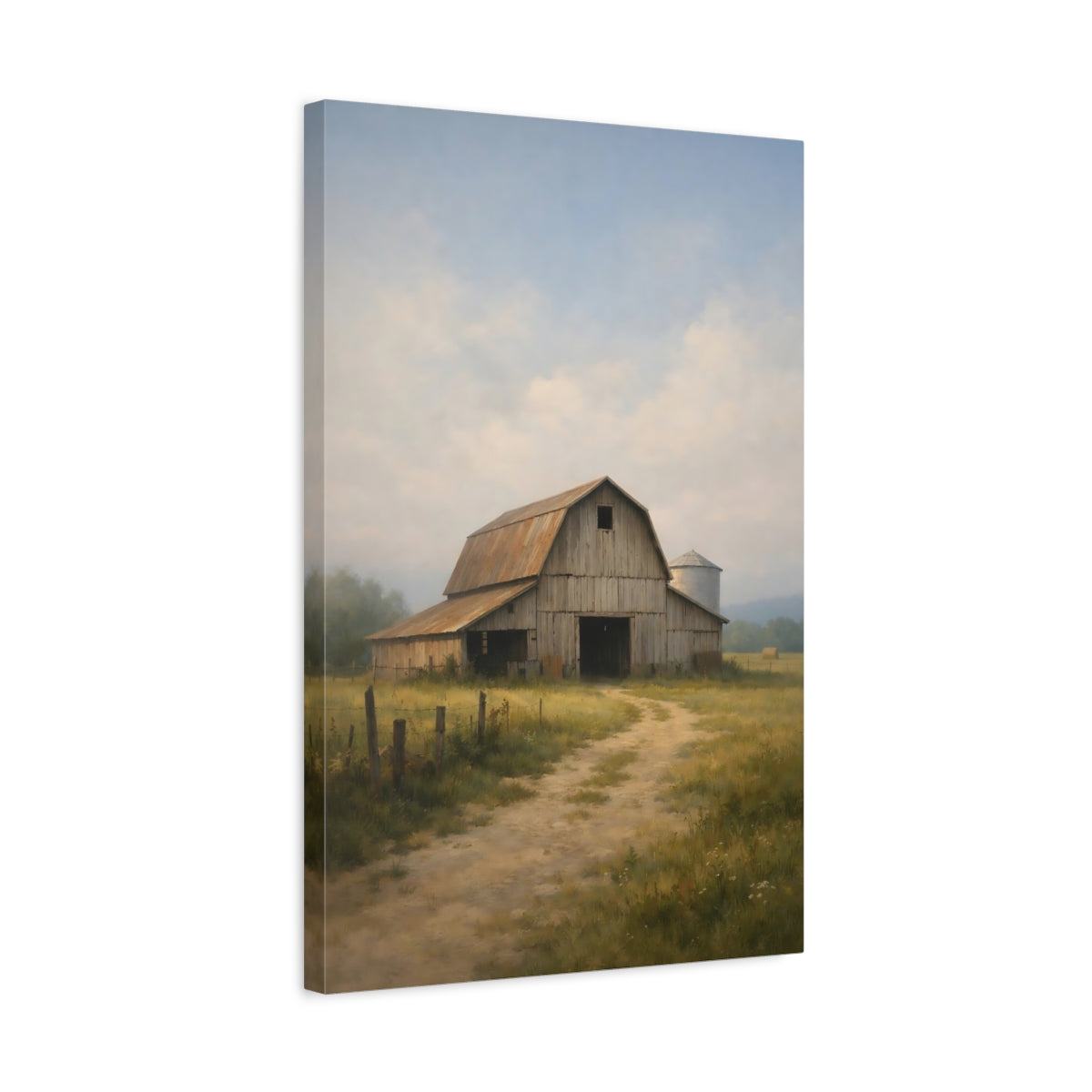 Side Mockup 3. Nature Barn Rustic Barn shown as stretched canvas wall art