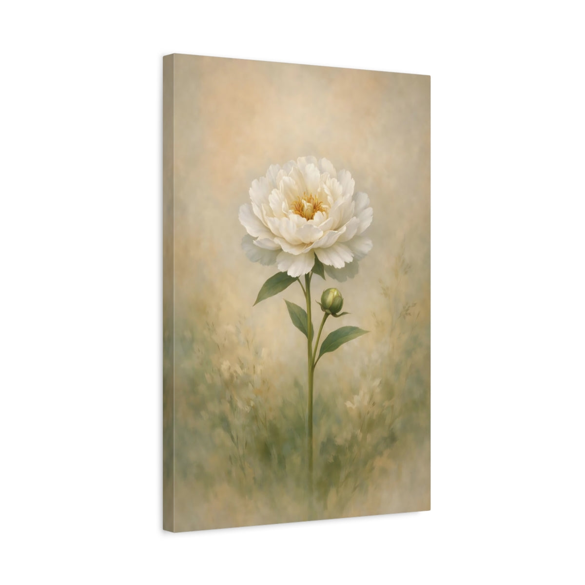 Floral White Peony - Canvas Wall Art Print