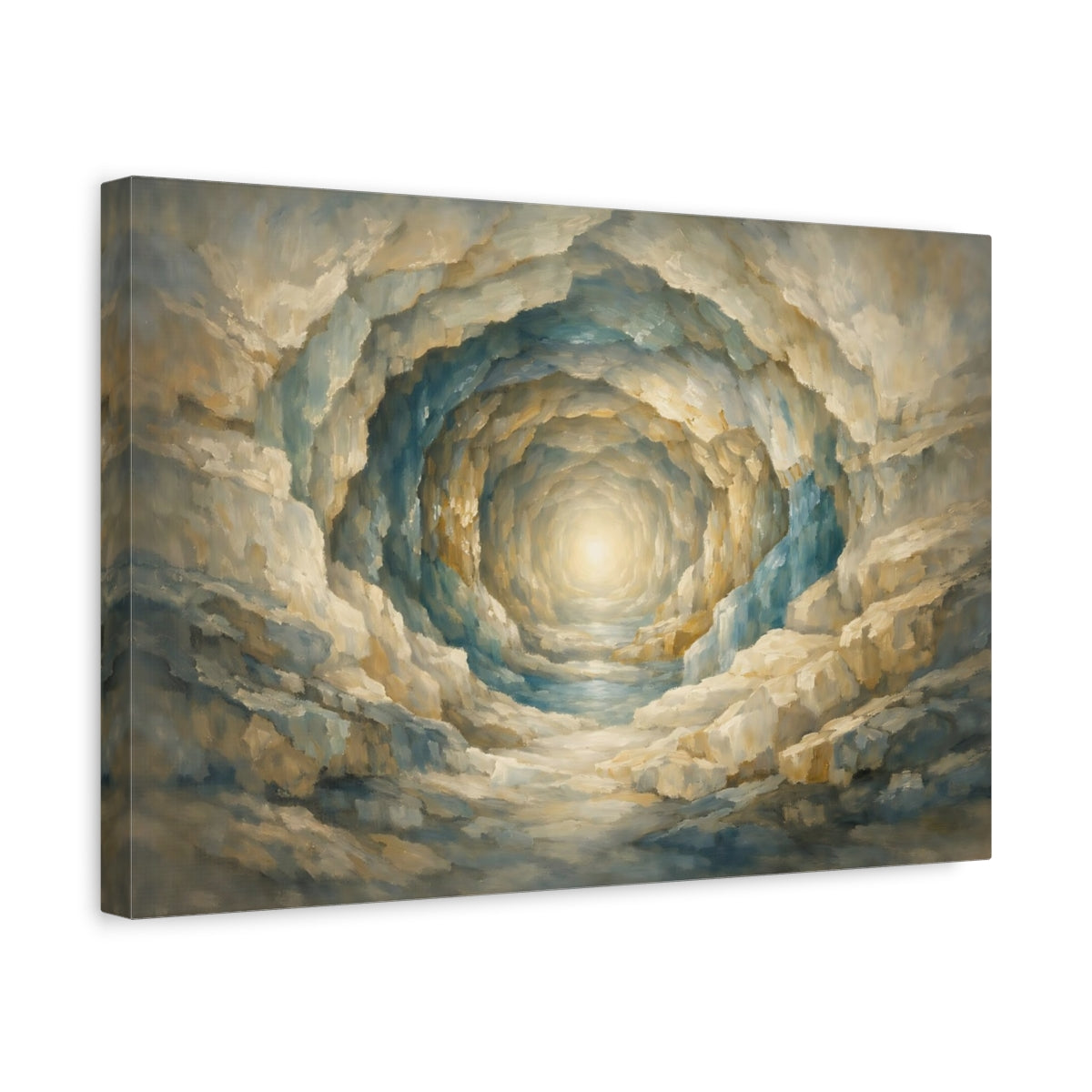 Side Mockup 4. Mineral Abstract Infinite Tunnel Illusion Composition shown as stretched canvas wall art