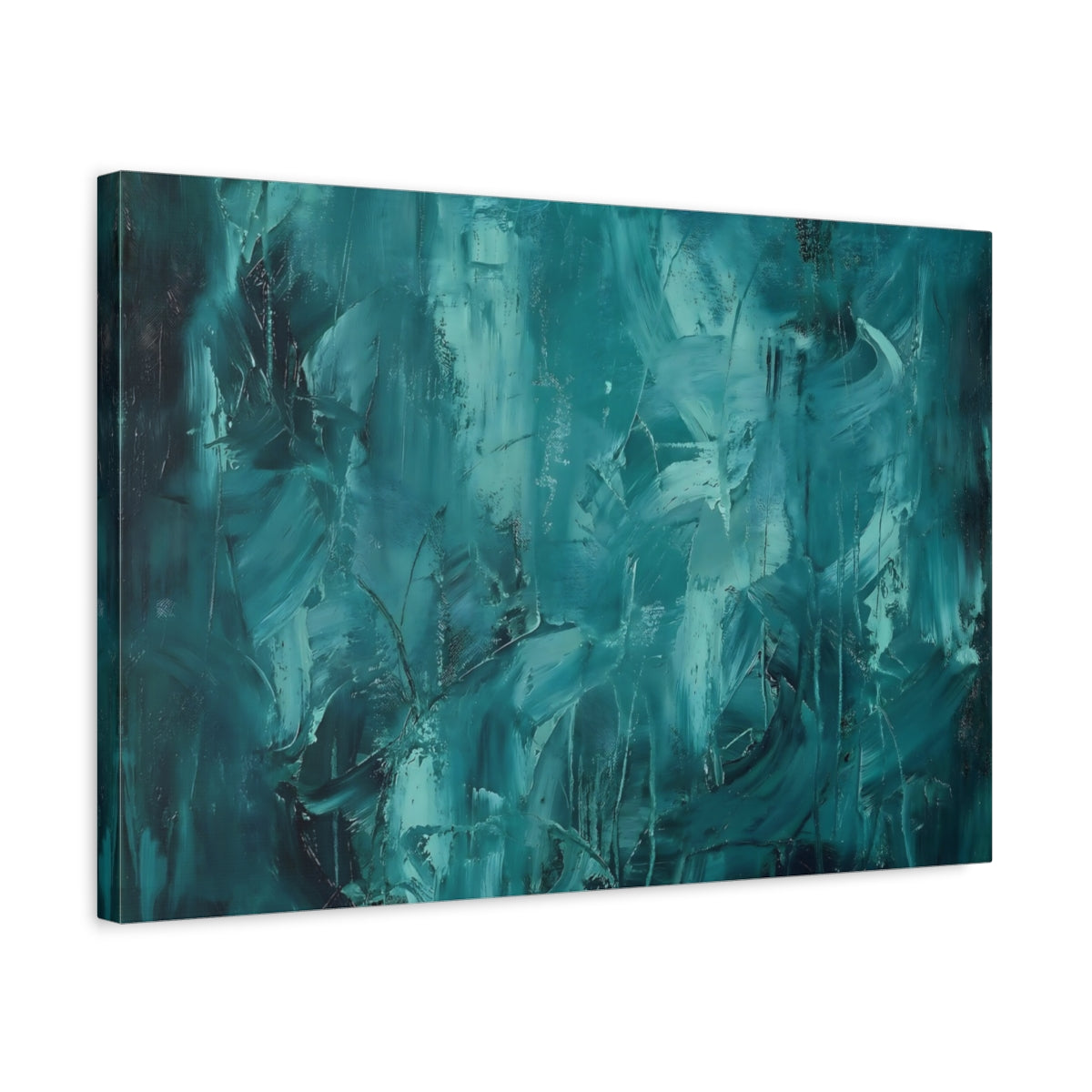 Abstract Strokes Teal - Canvas Wall Art Print