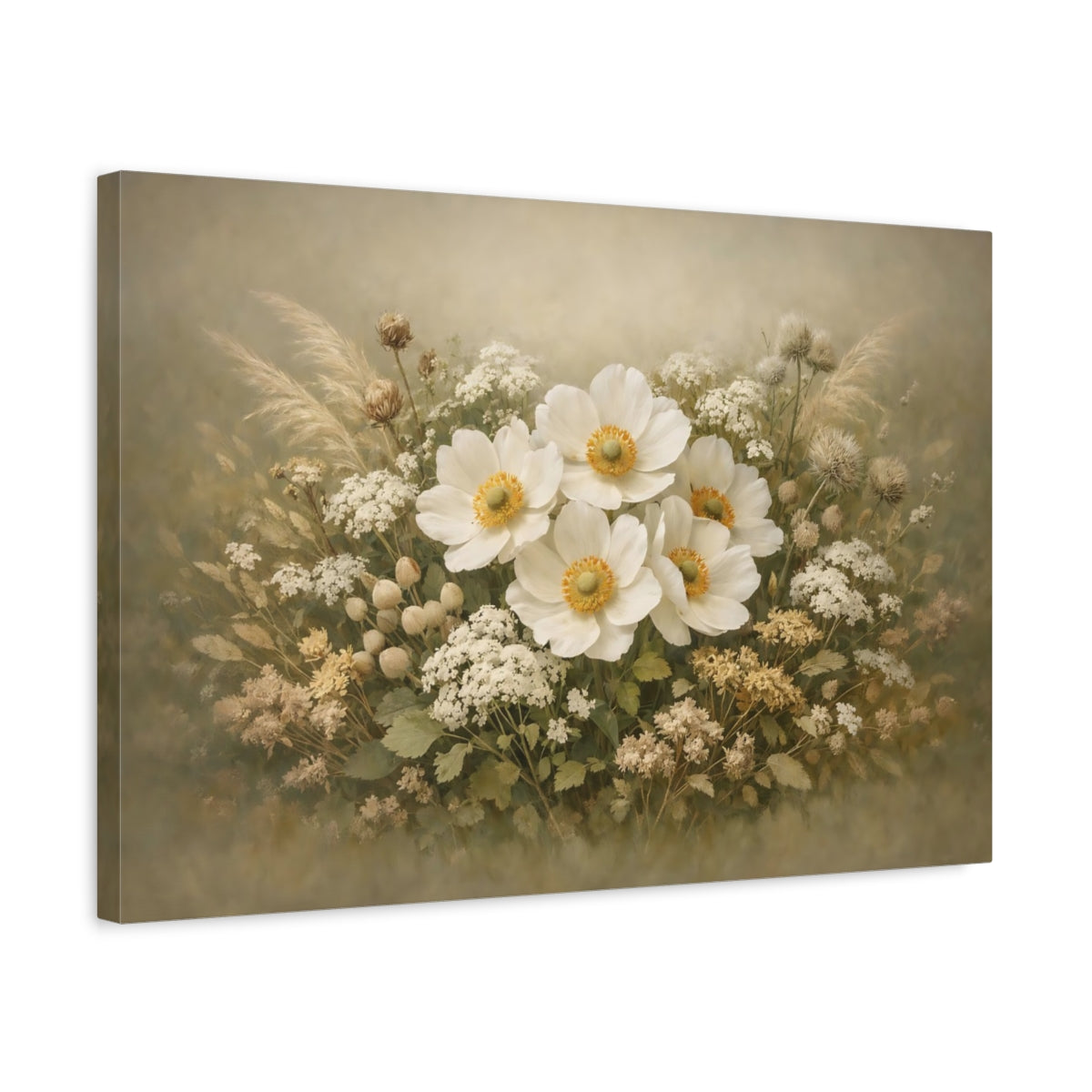 Nature Flower Botanical White Floral - Canvas Wall Art Print
