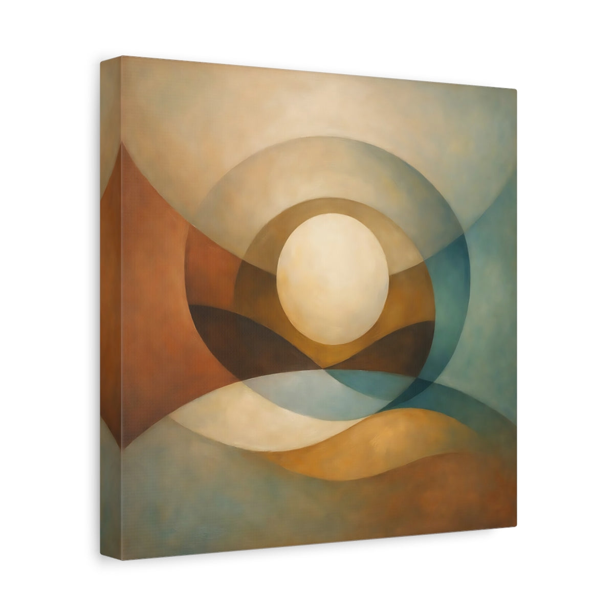 Side Mockup 8. Abstract Abstract Sphere Abstract Earth Tones shown as stretched canvas wall art