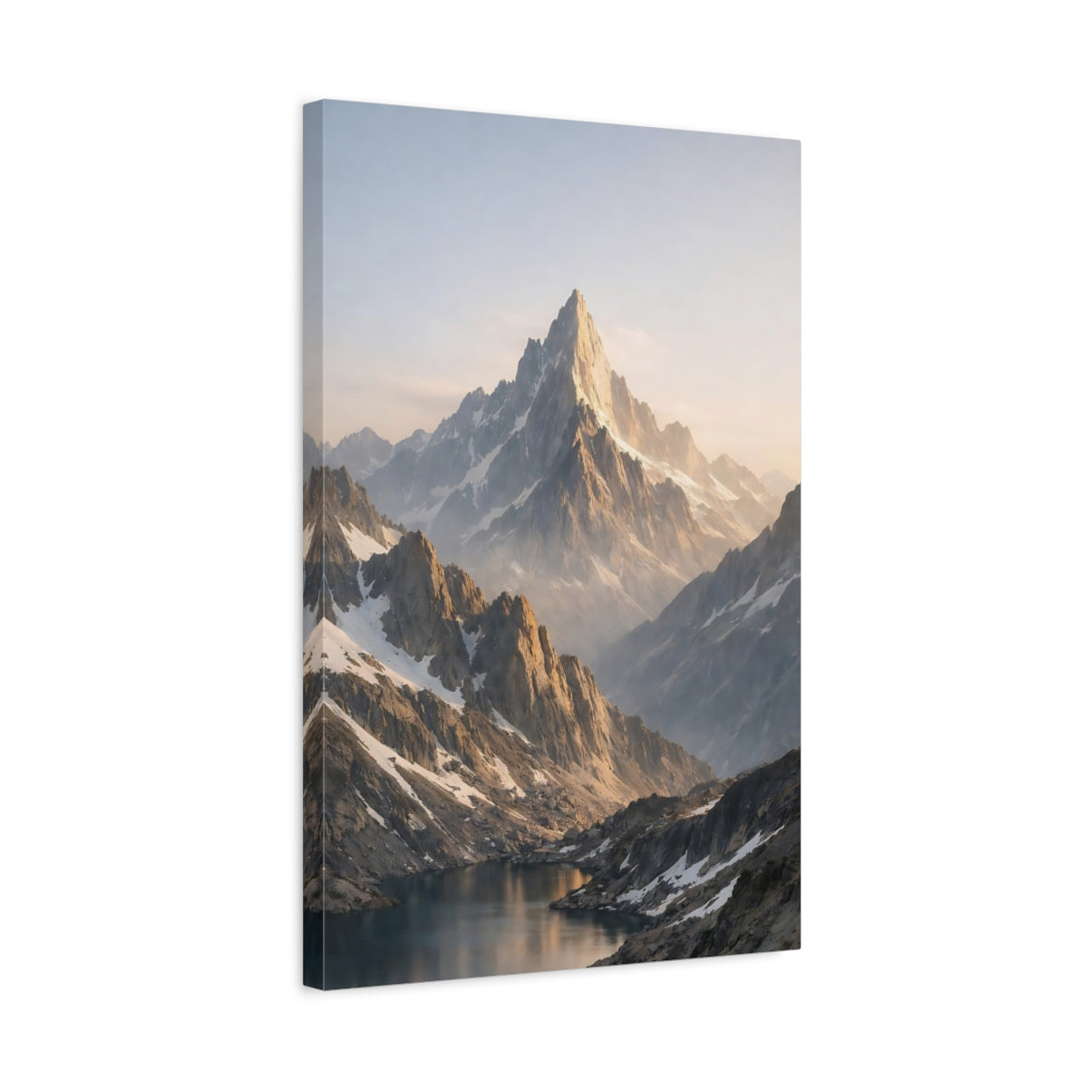 Side Mockup 3. Nature Mountain Range Golden Mountain shown as stretched canvas wall art