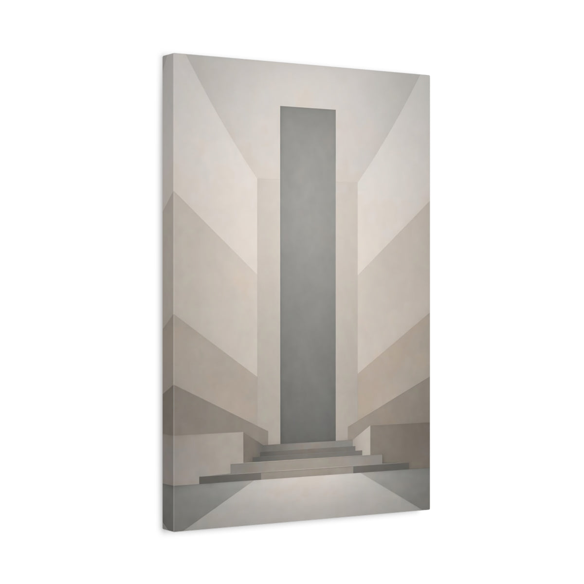 Side Mockup 3. Abstract Geometric Architecture Grey Beige Architecture shown as stretched canvas wall art