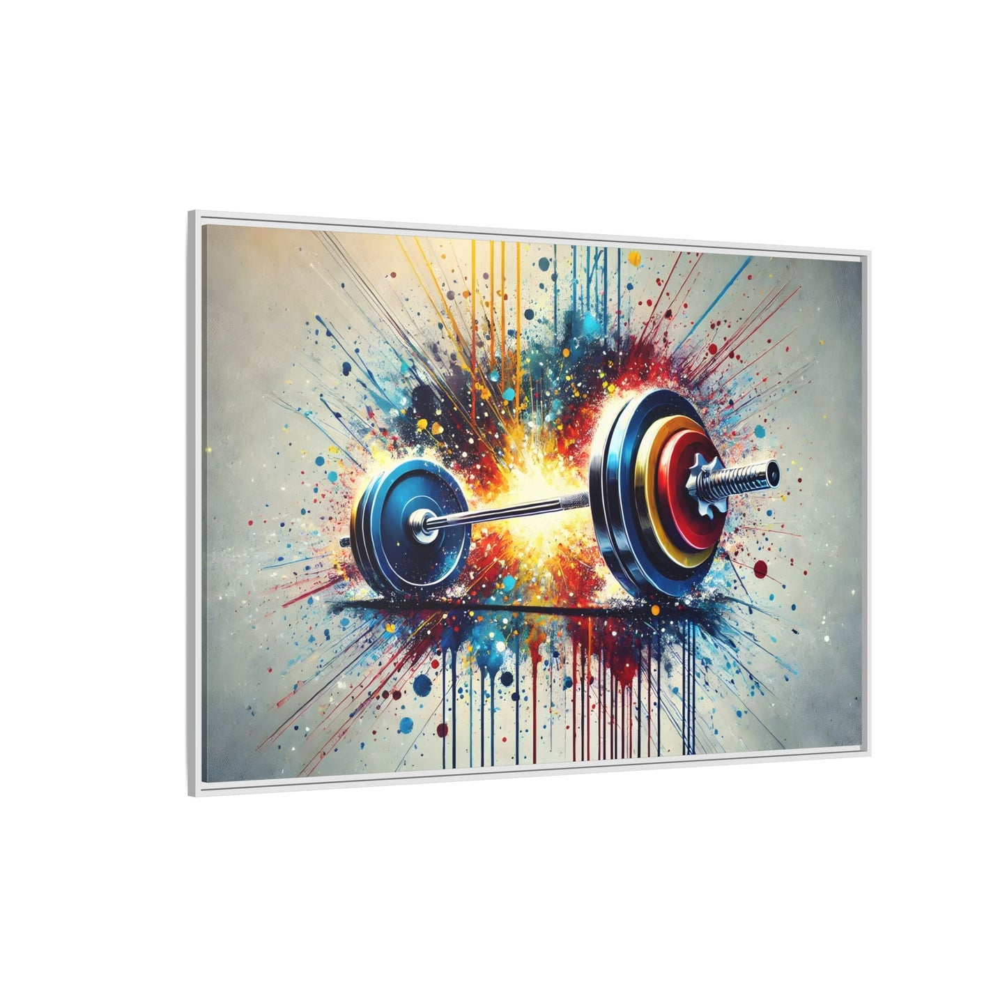 Abstract Barbell Painting Canvas Art Print - Gym Fitness Workout Wall Decor