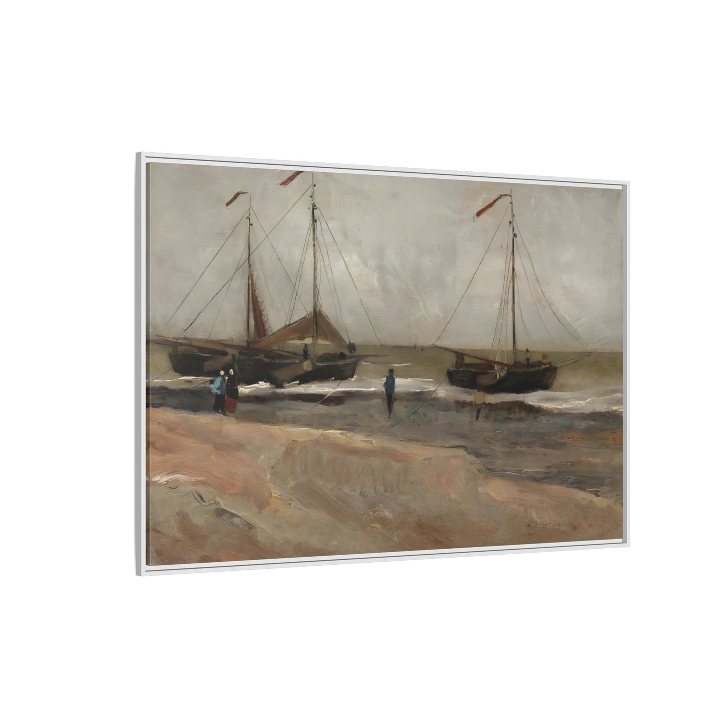 Abstract Beach and Boats Van Gogh Canvas Print
