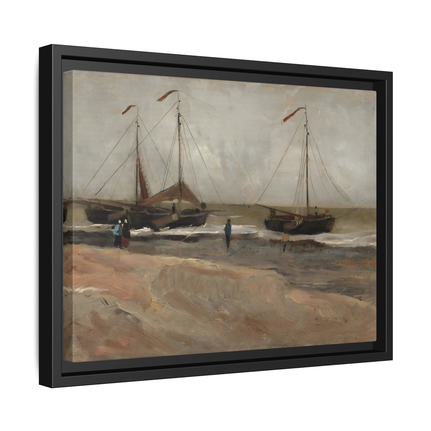 Abstract Beach and Boats Van Gogh Canvas Print