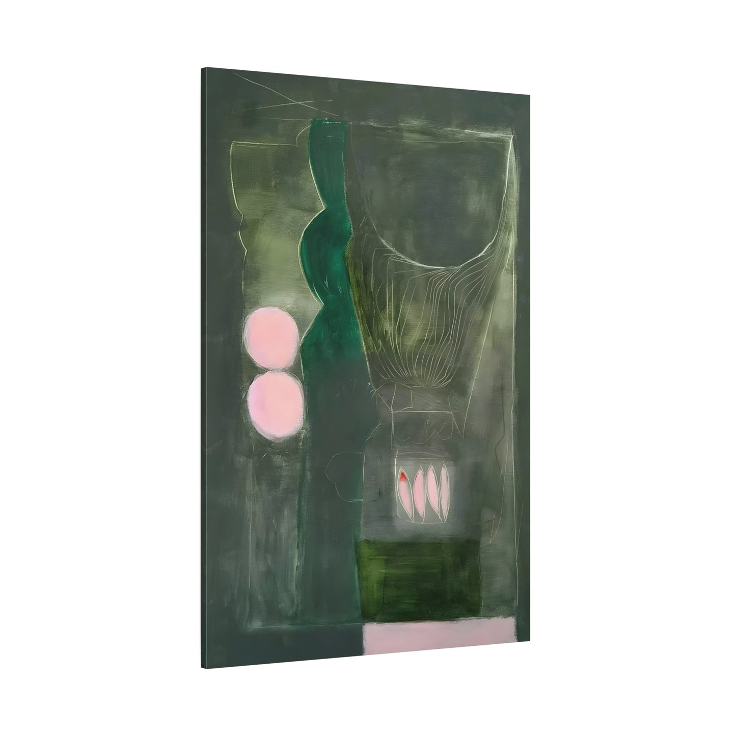 Abstract Floral Large Canvas Wall Art - Modern Eclectic Green Decor