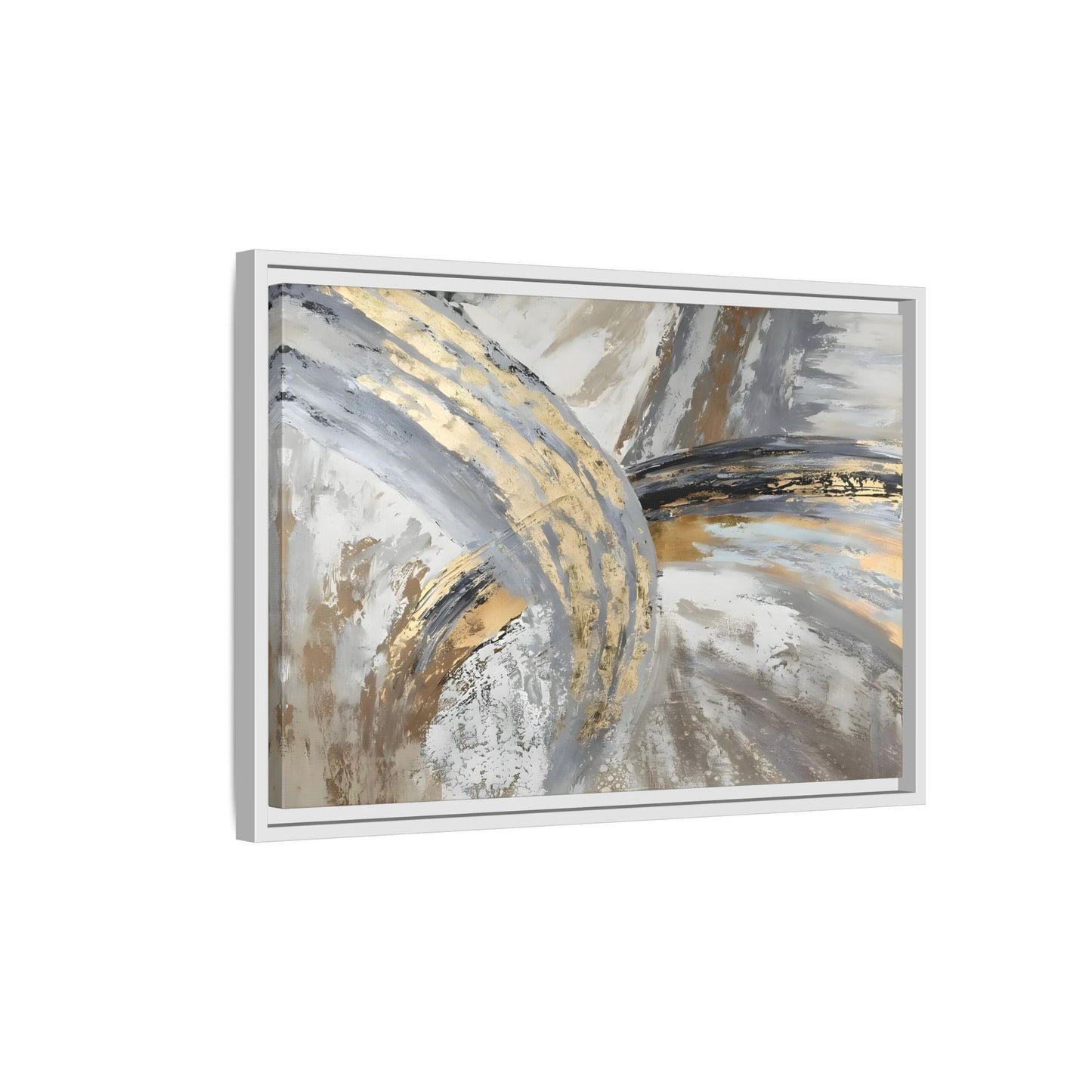 Abstract Gold Grey Silver Canvas Wall Art Print