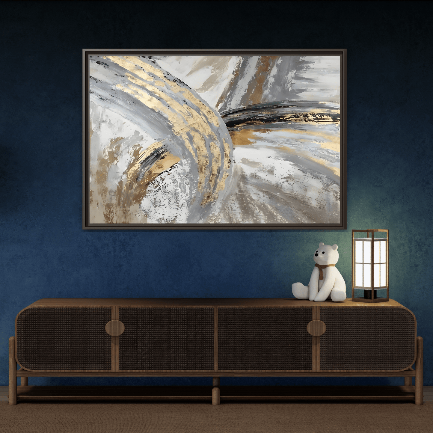 Abstract Gold Grey Silver Canvas Wall Art Print
