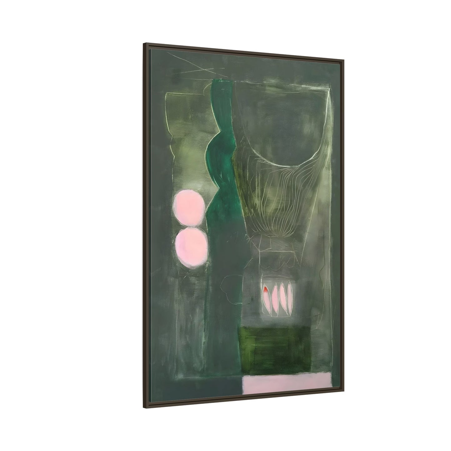 Abstract Green Canvas Art Print - Large Framed Wall Decor