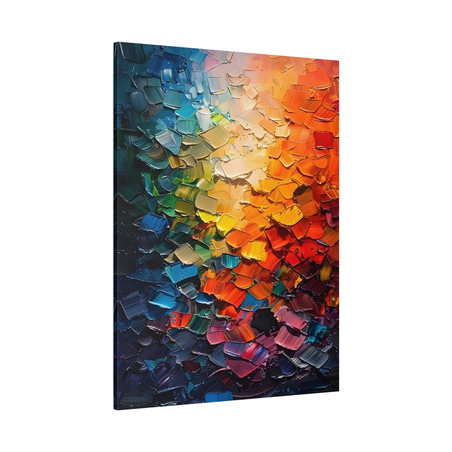 Abstract Impasto Canvas Print, Multicolored Palette Knife Textured Wall Art