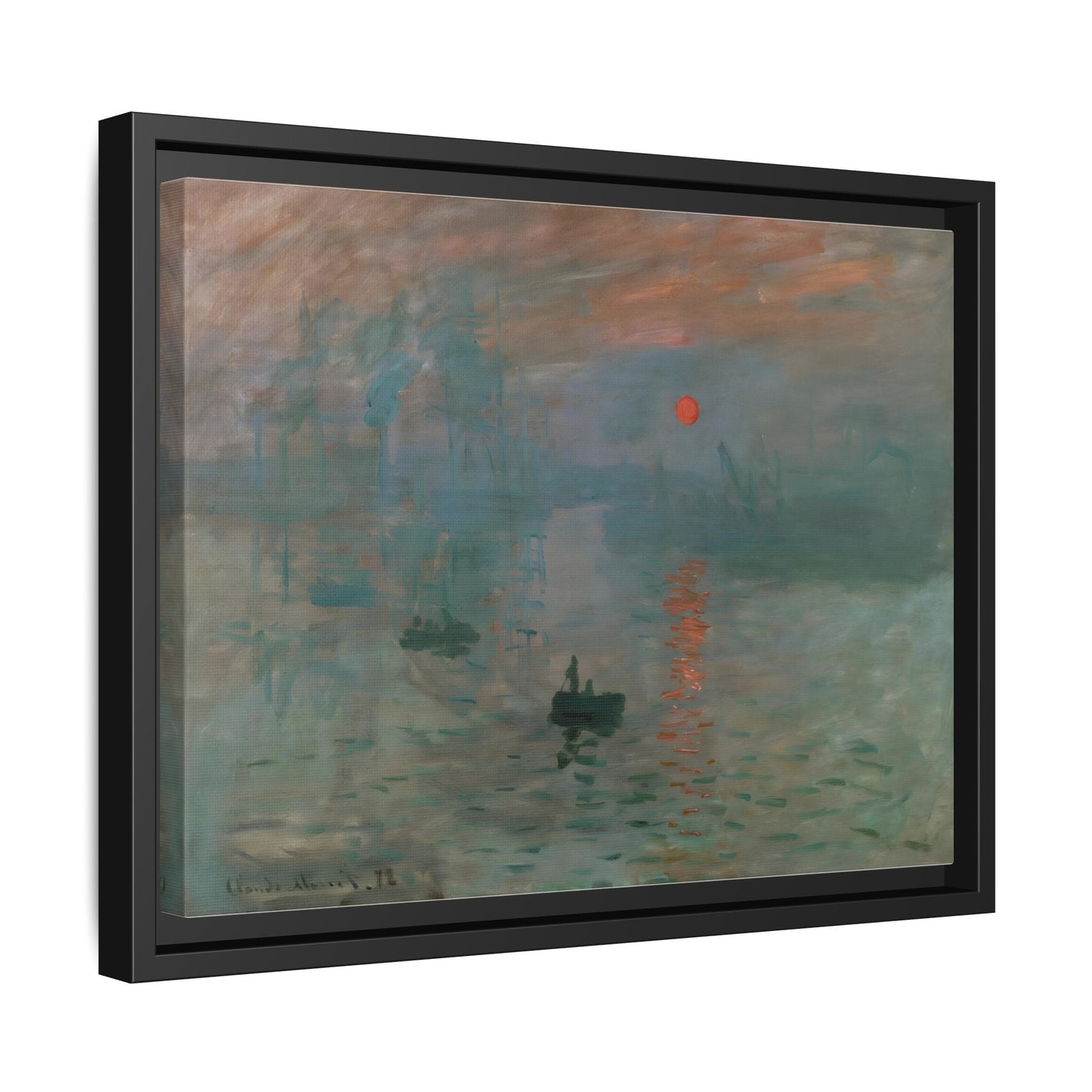 Abstract Monet Sunrise Canvas Wall Art Print - Framed Reproduction Prints