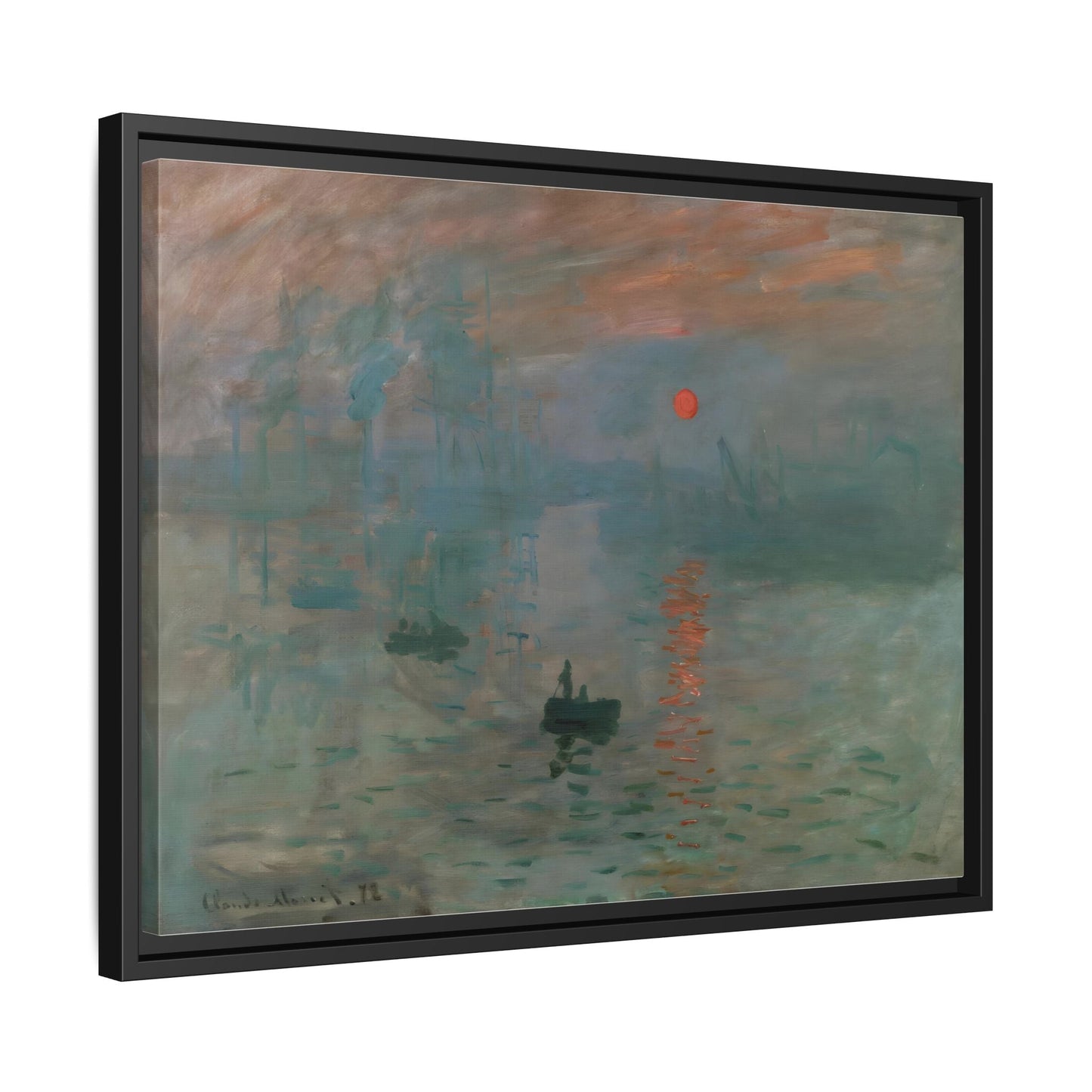Abstract Monet Sunrise Canvas Wall Art Print - Framed Reproduction Prints