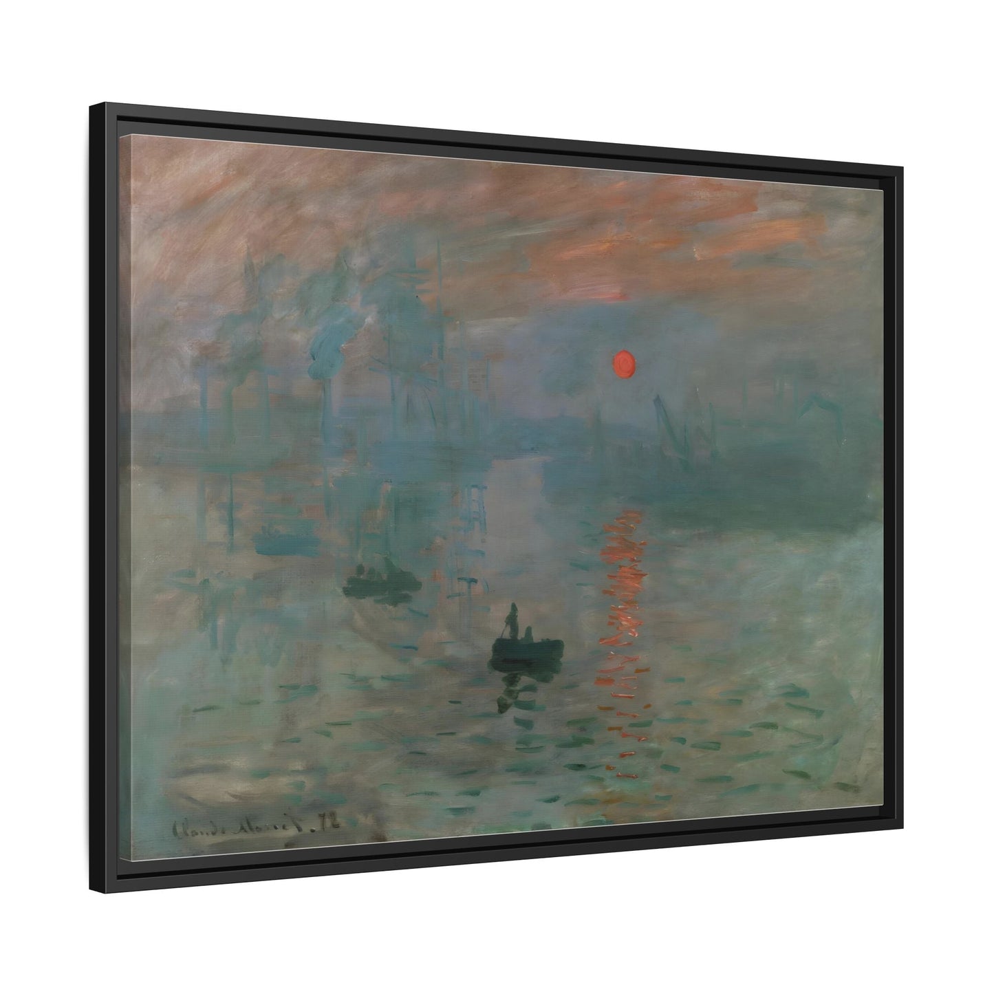Abstract Monet Sunrise Canvas Wall Art Print - Framed Reproduction Prints