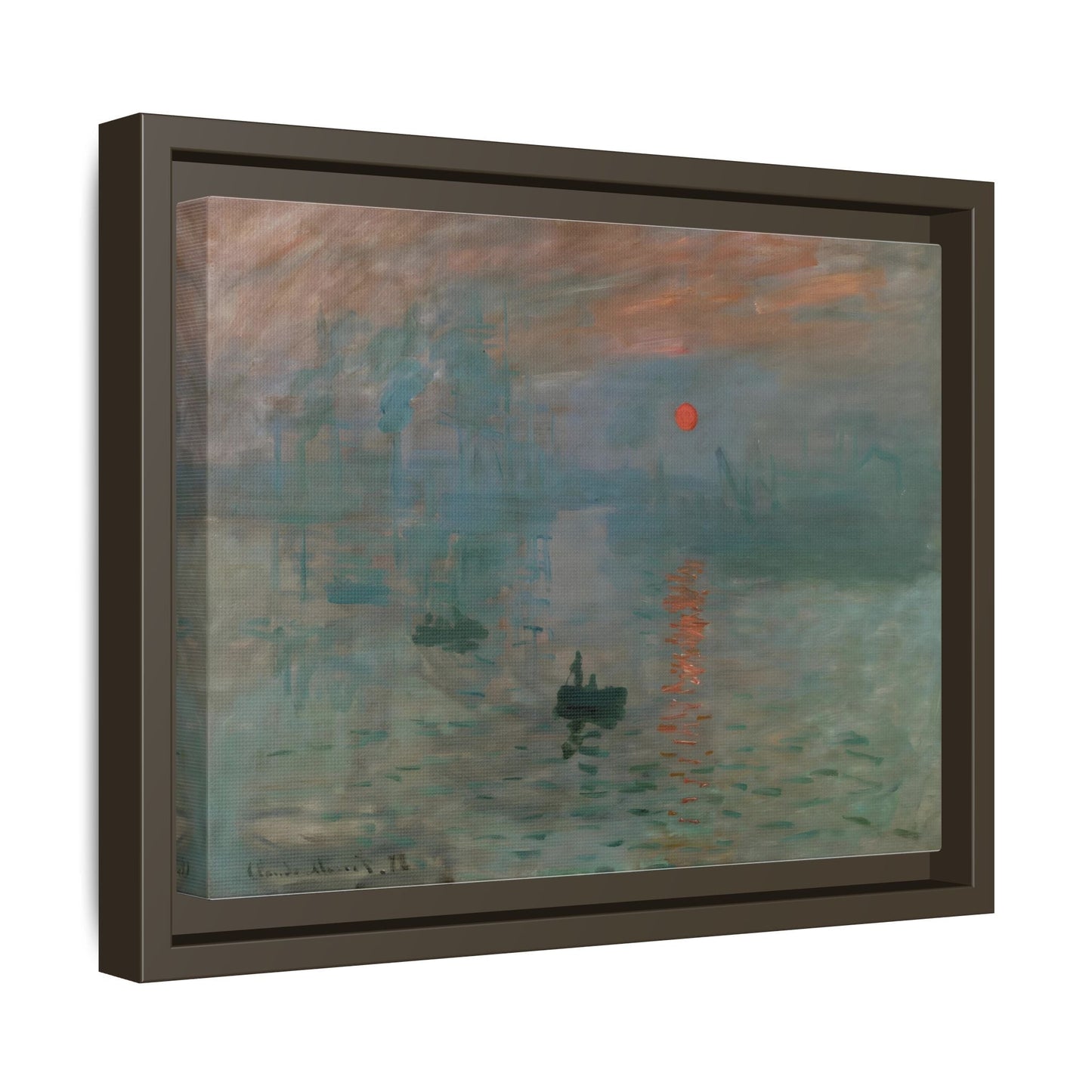 Abstract Monet Sunrise Canvas Wall Art Print - Framed Reproduction Prints