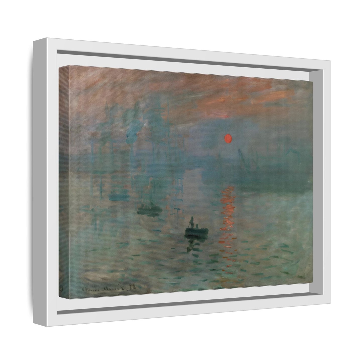 Abstract Monet Sunrise Canvas Wall Art Print - Framed Reproduction Prints
