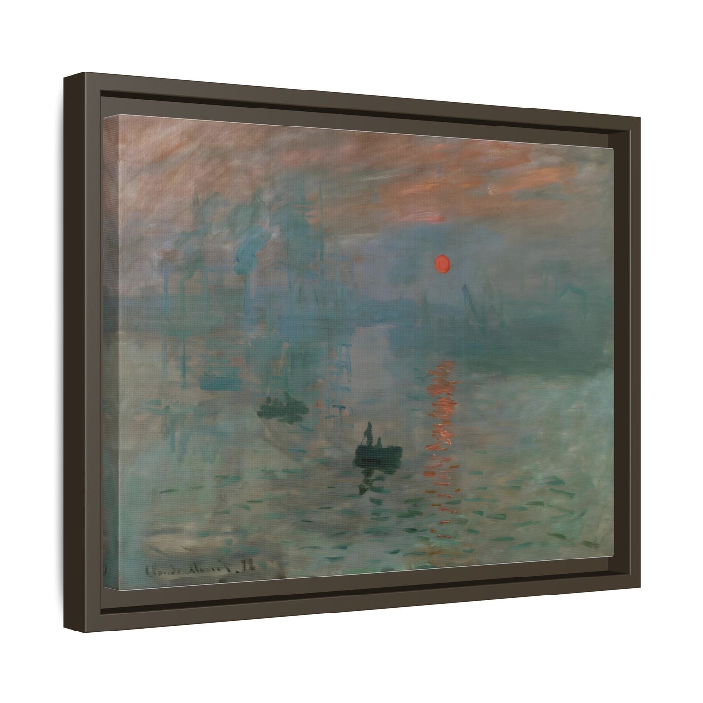 Abstract Monet Sunrise Canvas Wall Art Print - Framed Reproduction Prints
