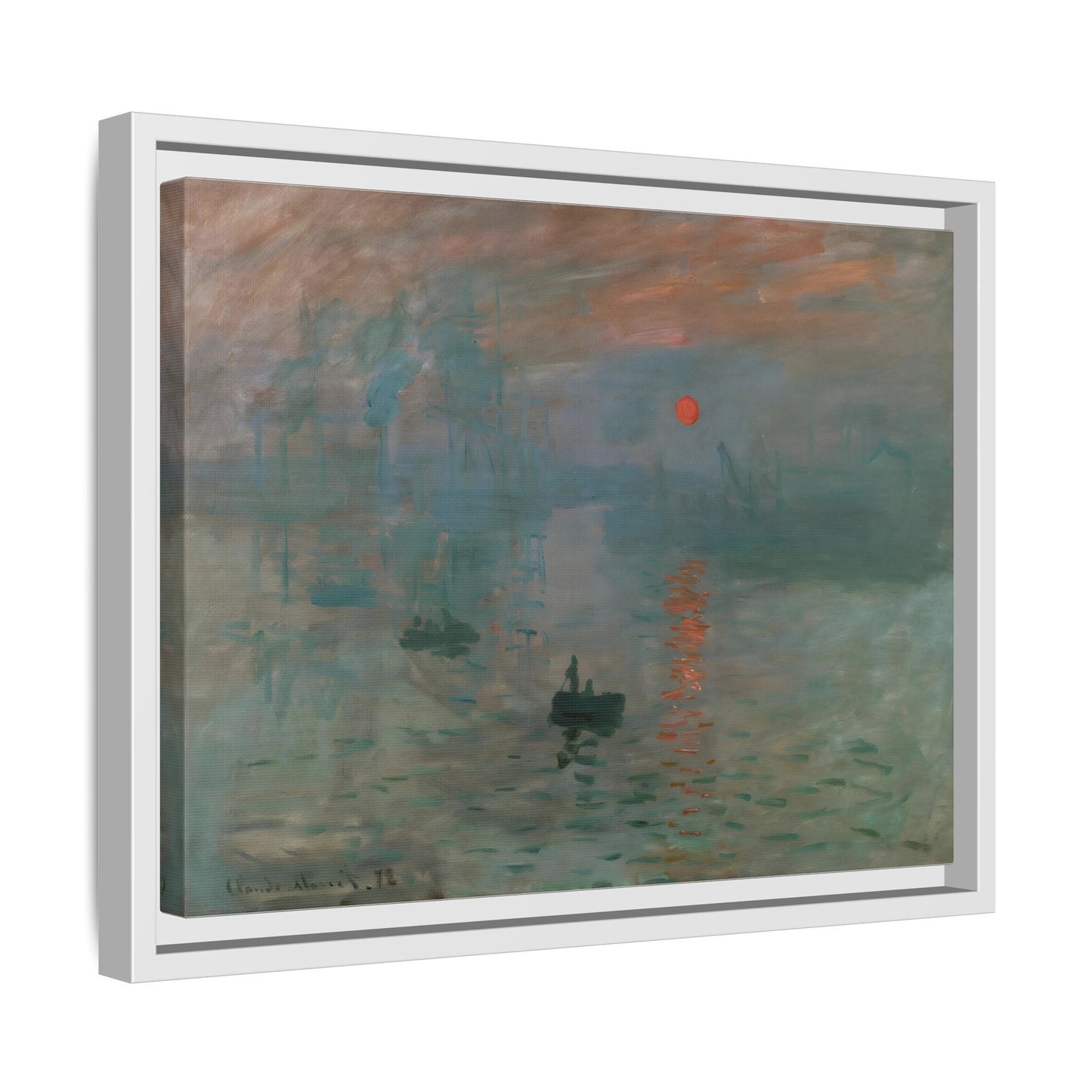 Abstract Monet Sunrise Canvas Wall Art Print - Framed Reproduction Prints