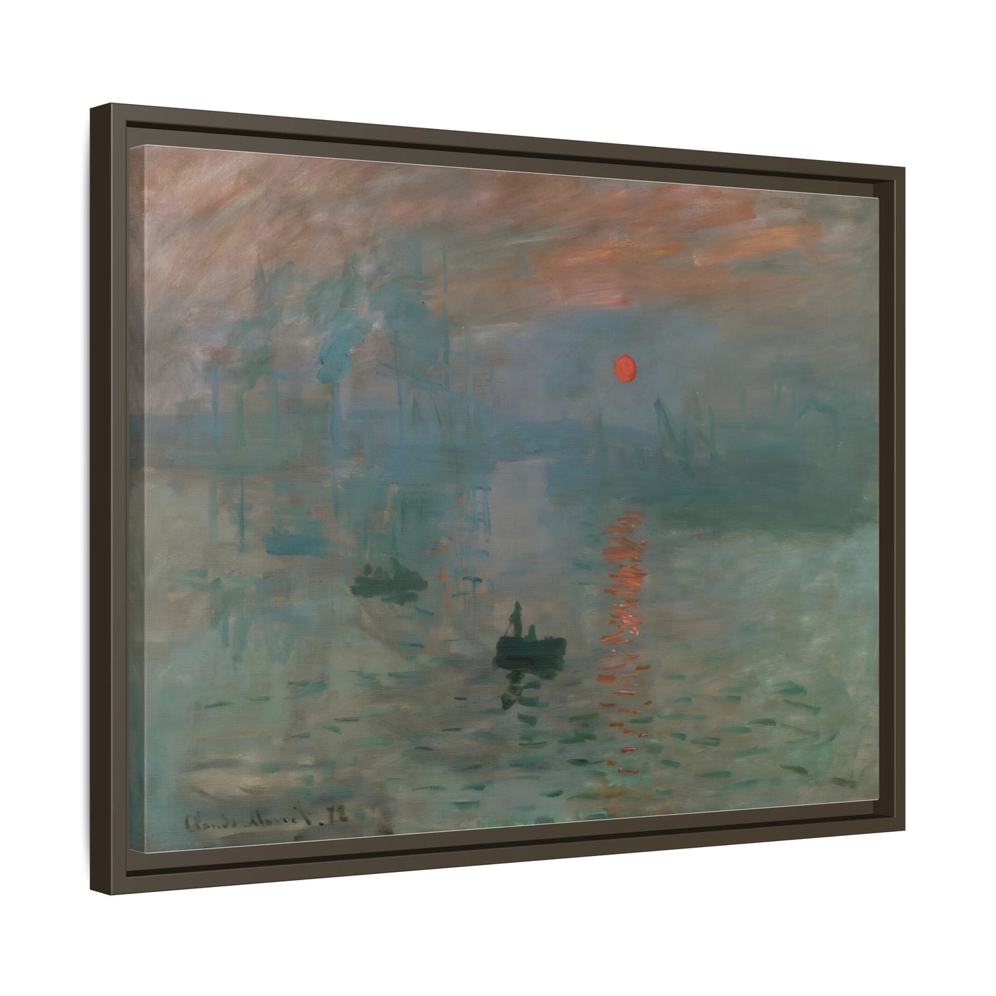 Abstract Monet Sunrise Canvas Wall Art Print - Framed Reproduction Prints