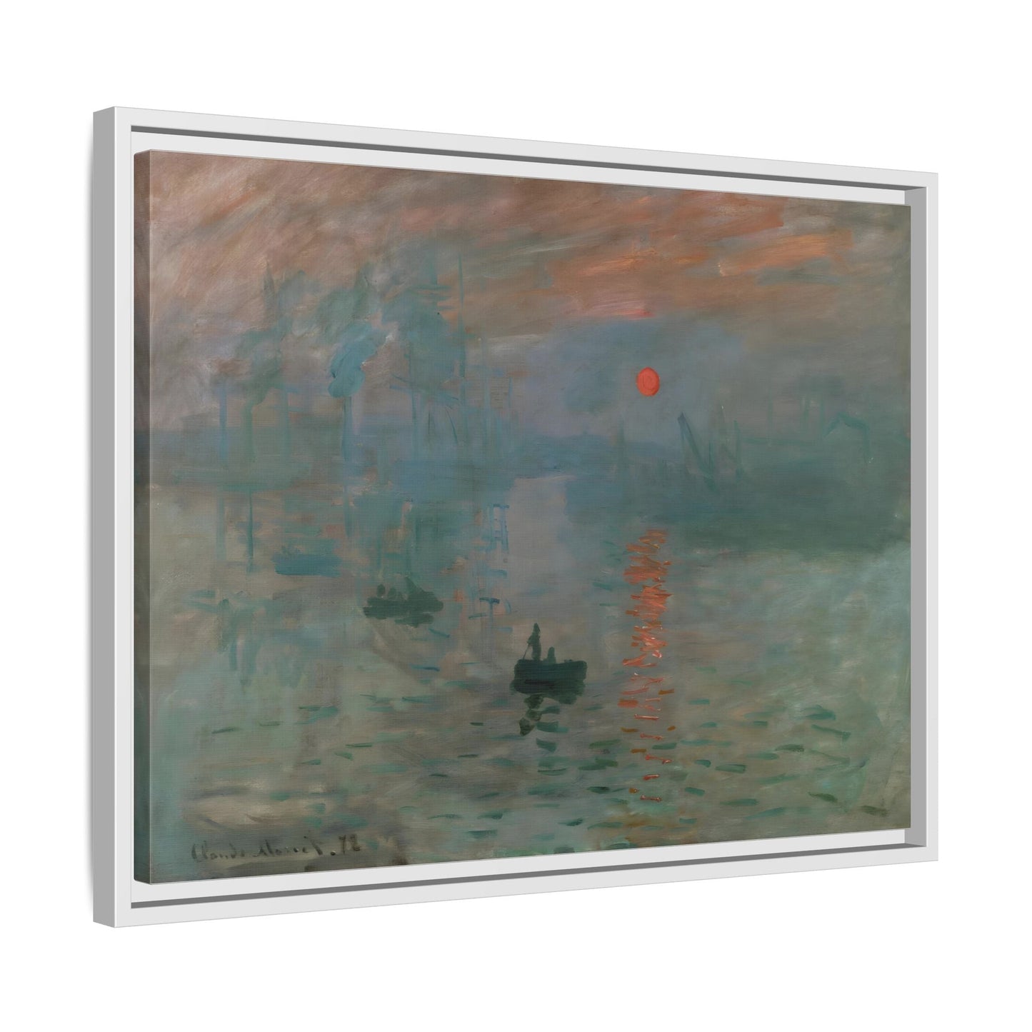 Abstract Monet Sunrise Canvas Wall Art Print - Framed Reproduction Prints