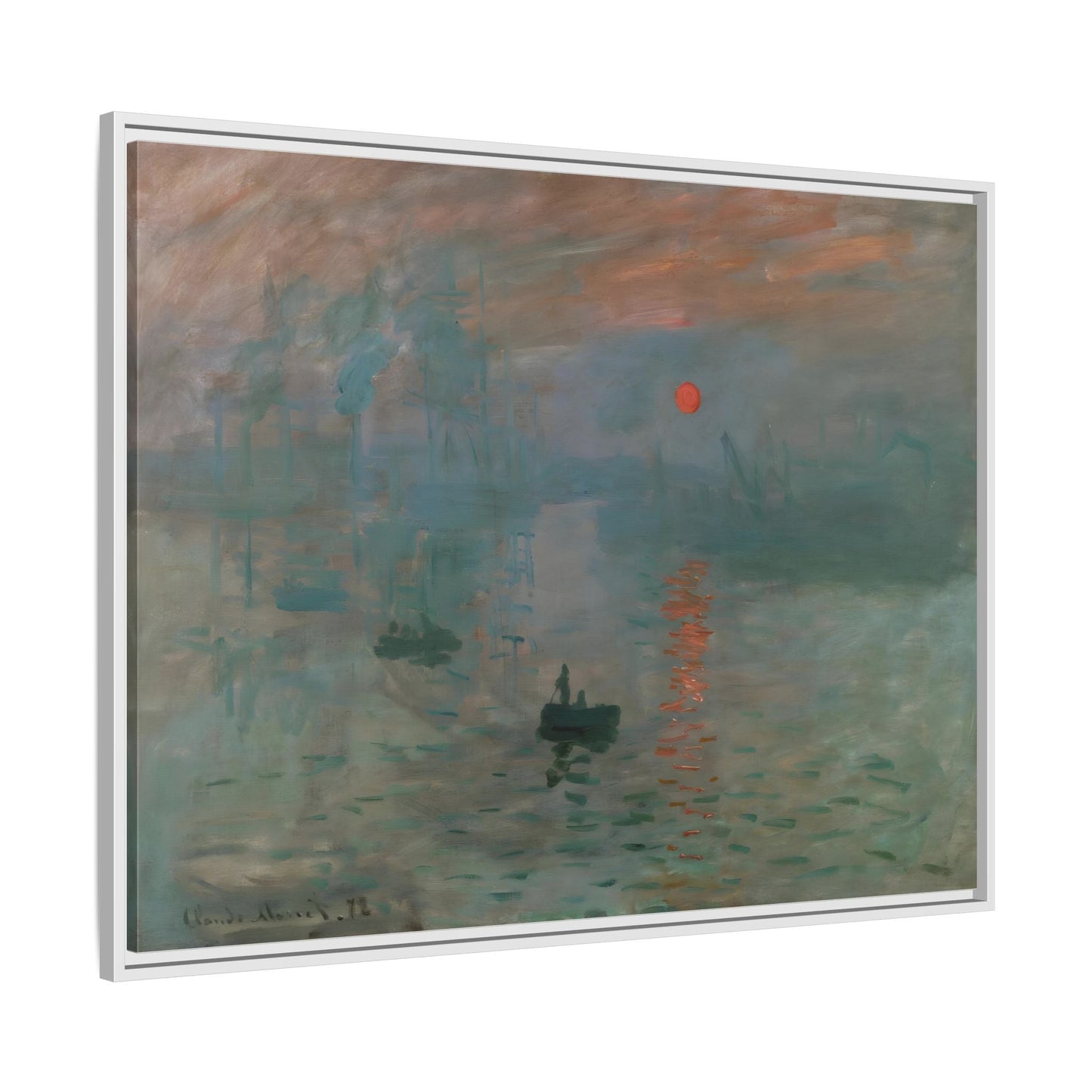 Abstract Monet Sunrise Canvas Wall Art Print - Framed Reproduction Prints