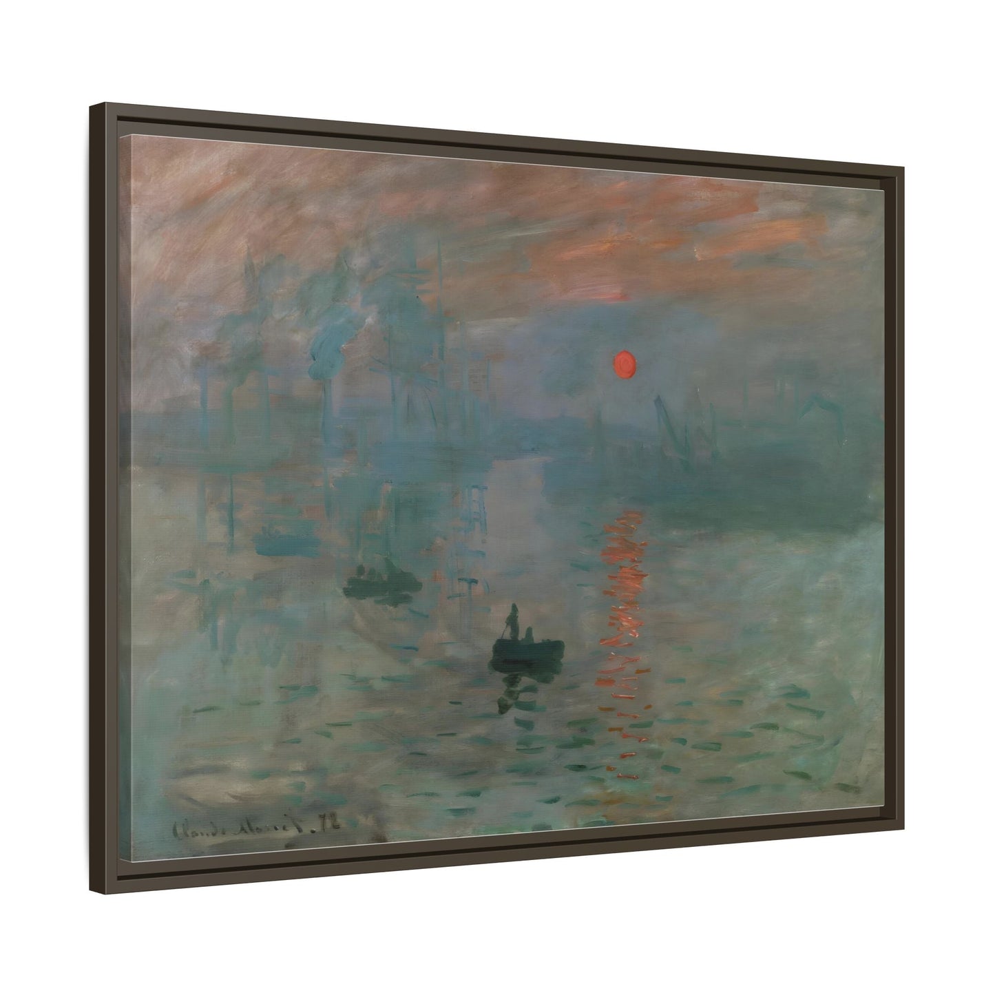Abstract Monet Sunrise Canvas Wall Art Print - Framed Reproduction Prints