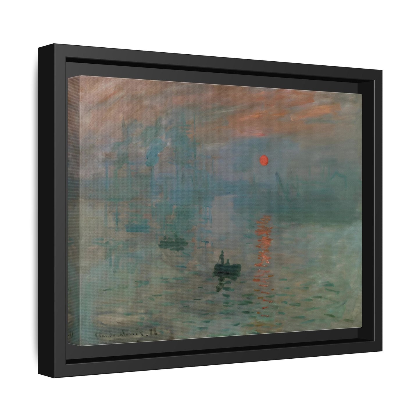 Abstract Monet Sunrise Canvas Wall Art Print - Framed Reproduction Prints