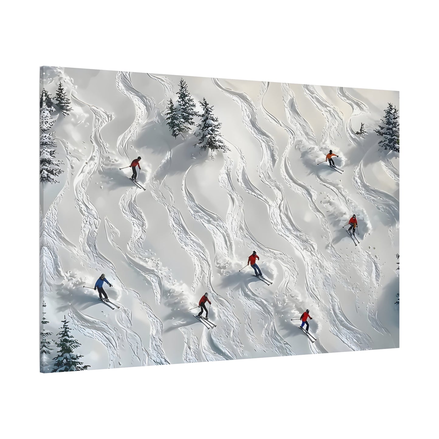 Abstract Skiing Sport Canvas Winter Wall Art, Skiers Sky Home Decor