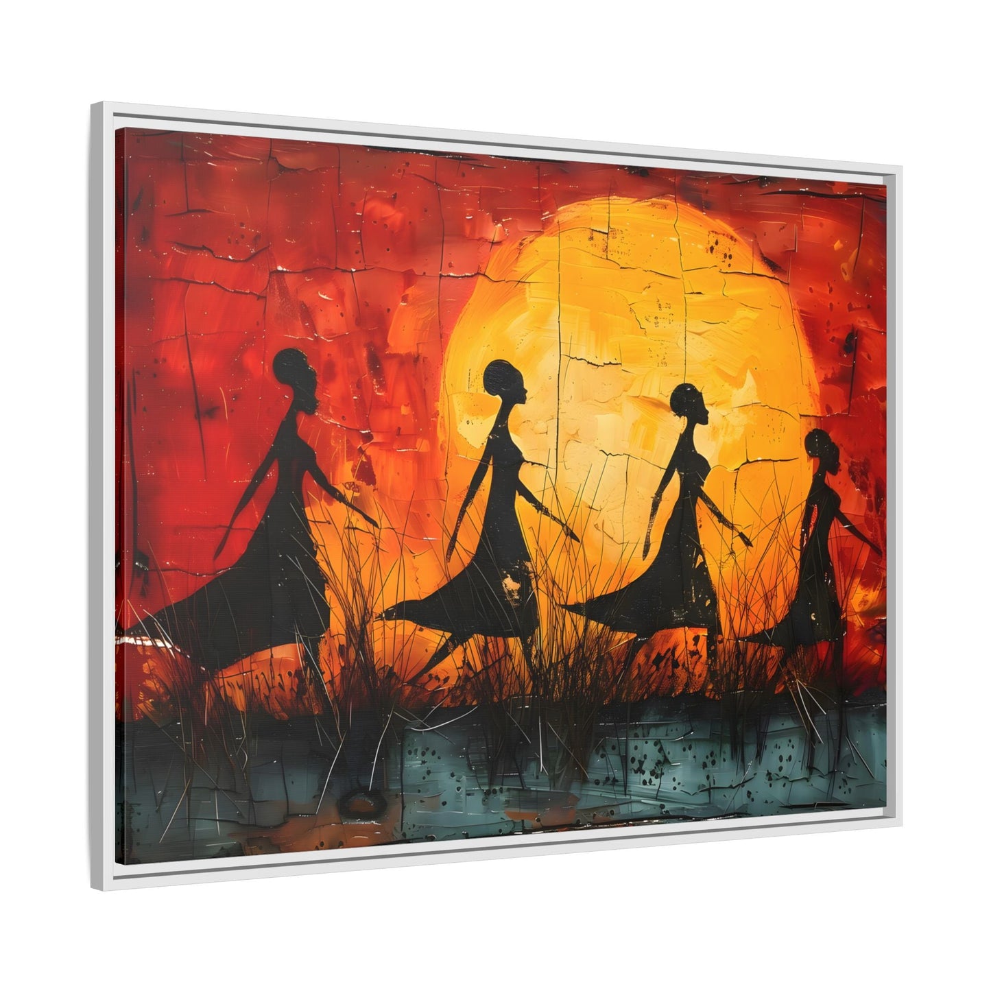 African Women's Sunset Wall Art Modern Canvas Prints