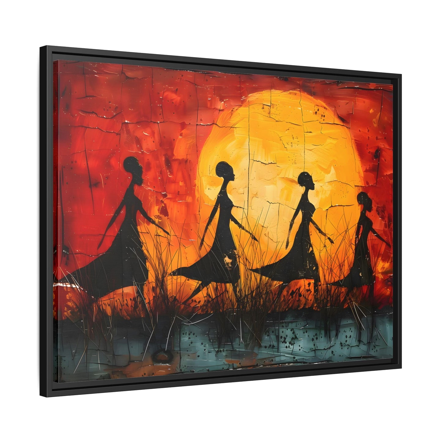 African Women's Sunset Wall Art Modern Canvas Prints
