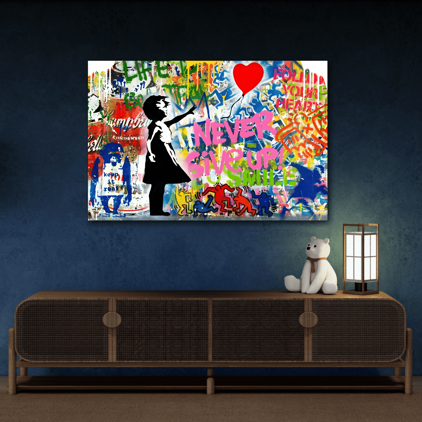 Balloon Girl Urban Graffiti Canvas Print - Modern Banksy Pop Wall Art Brainwash Street