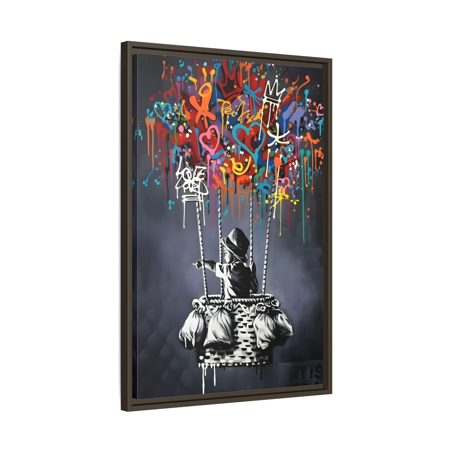 Banksy Child with Balloons Canvas Wall Art Print - Street Graffiti Prints
