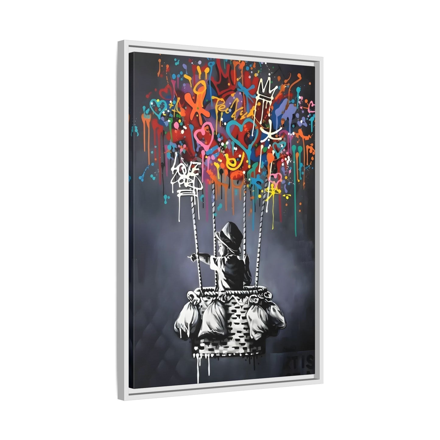 Banksy Child with Balloons Canvas Wall Art Print - Street Graffiti Prints