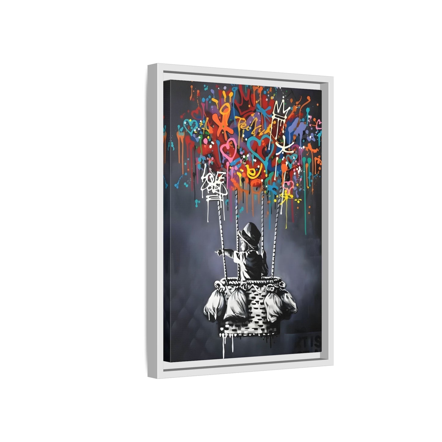 Banksy Child with Balloons Canvas Wall Art Print - Street Graffiti Prints